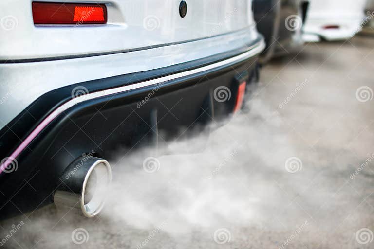 Combustion Fumes Coming Out of Car Exhaust Pipe Stock Photo - Image of ...