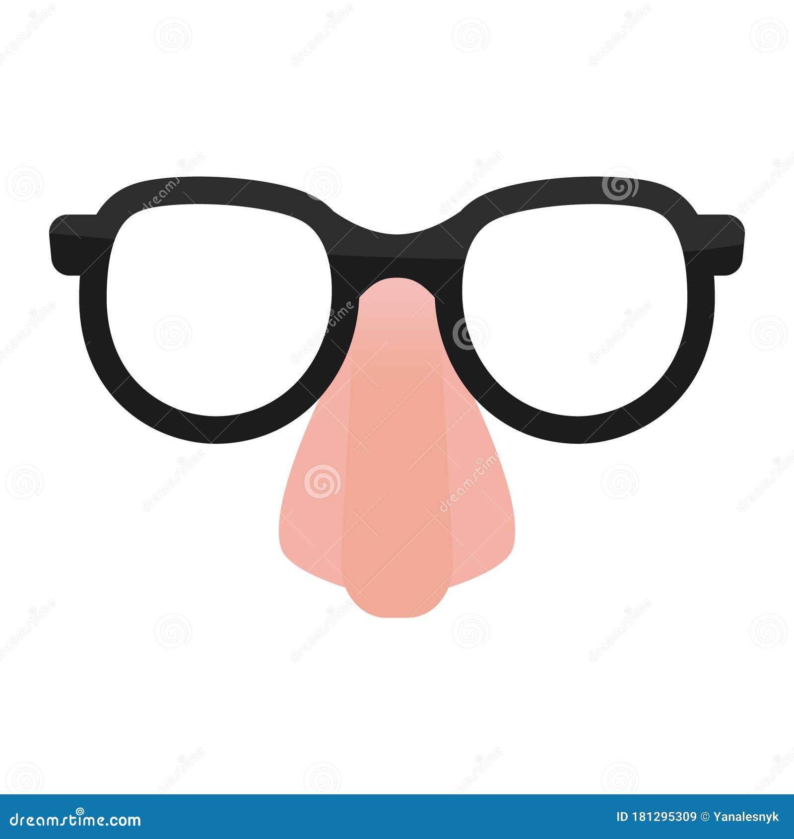 Comedian Glasses and Nose Props. Fun Mask To Hide Face. Isolated Flat