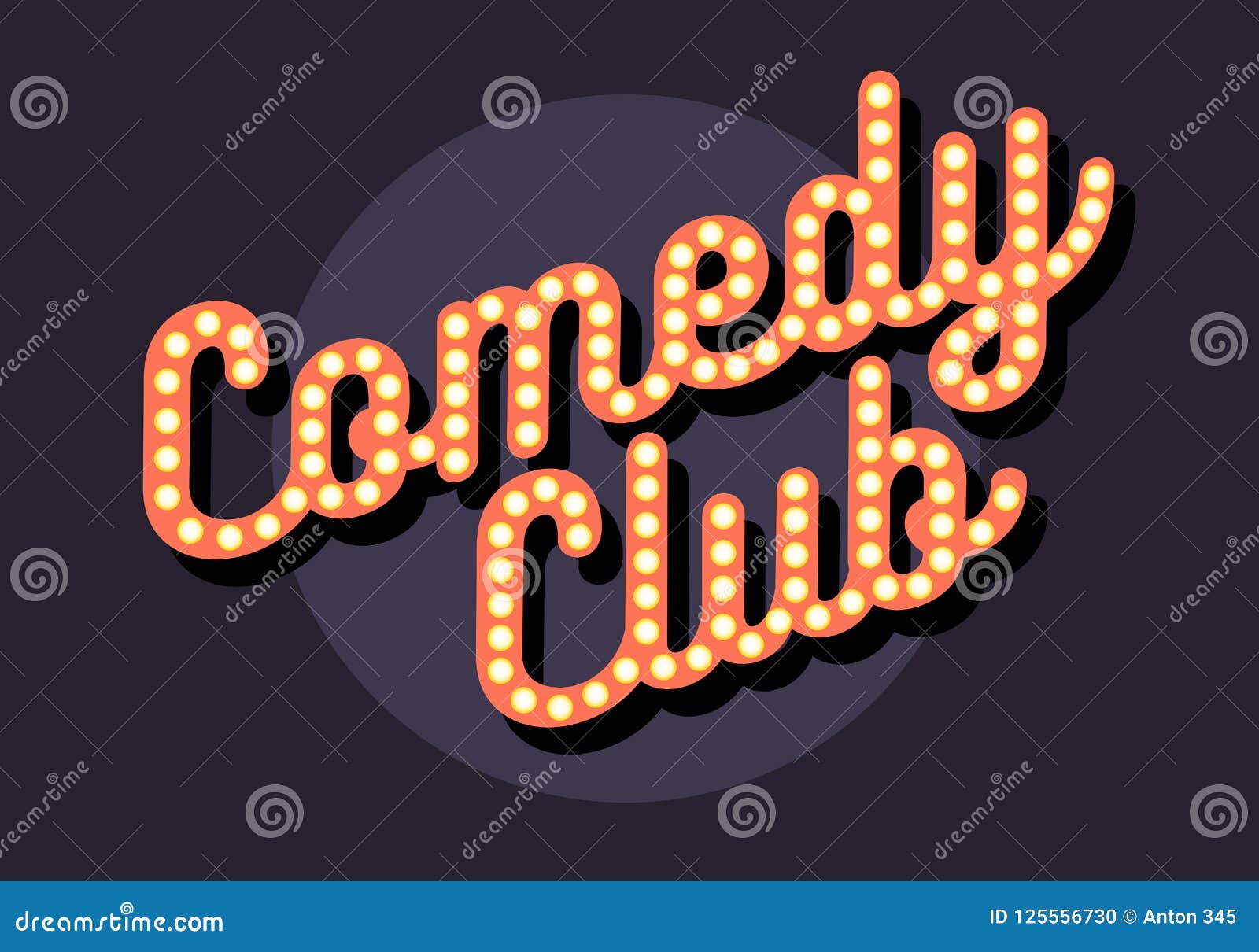 Comedy Club Sign Typographic Type Design Vector Image. Stock Vector