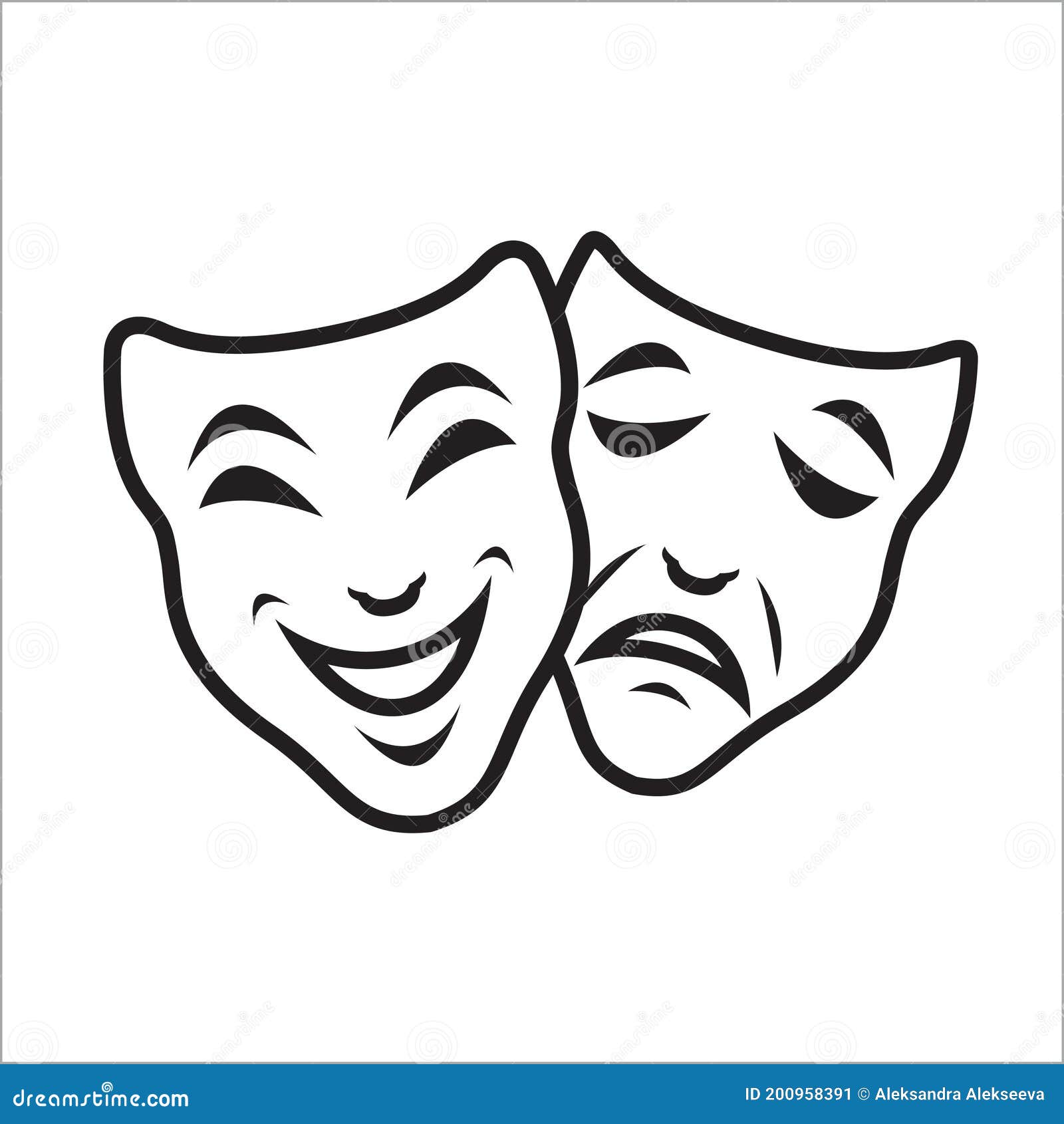 Comedy and Tragedy Theater Masks Vector Template Stock Vector -  Illustration of humor, actor: 200958391