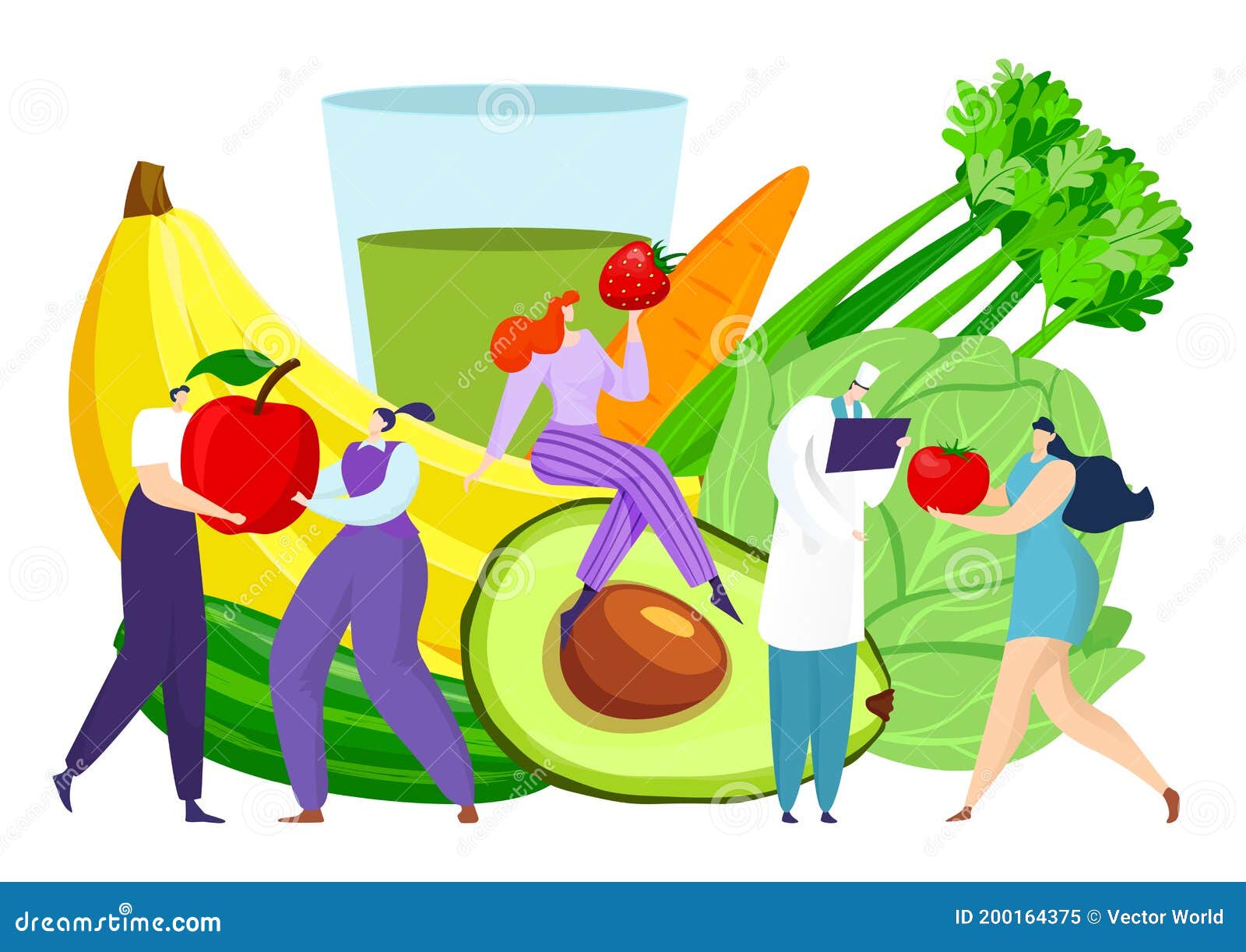 Comer Alimentos Saludables, Nutrición Con Dibujos Animados Con Alimentos  Dietéticos Frescos Para Ilustraciones De Vectores De Sal Ilustración del  Vector - Ilustración de dieta, manzana: 200164375