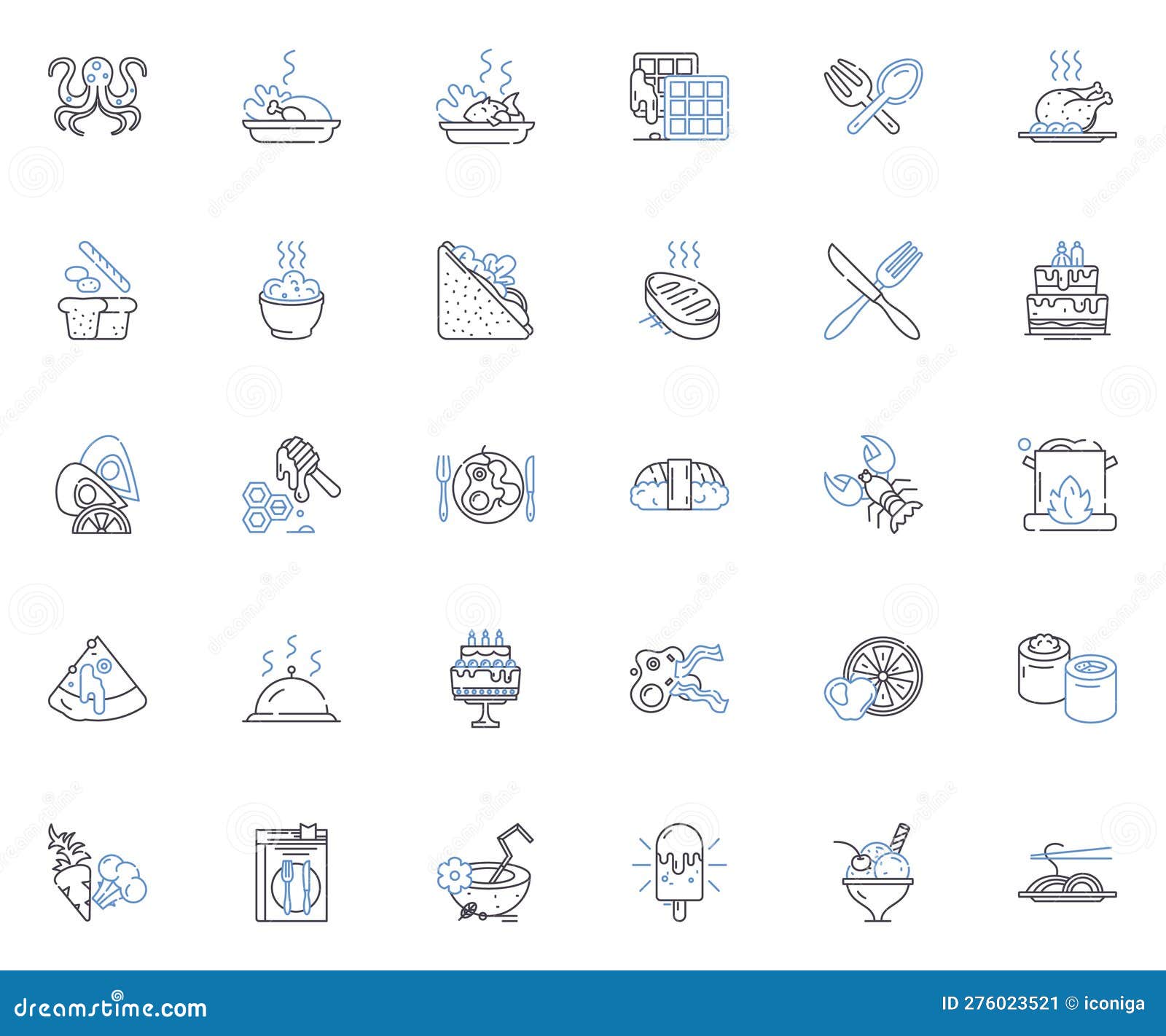 comestibles line icons collection. food, beverage, cuisine, edible, meal, snack, dish  and linear 