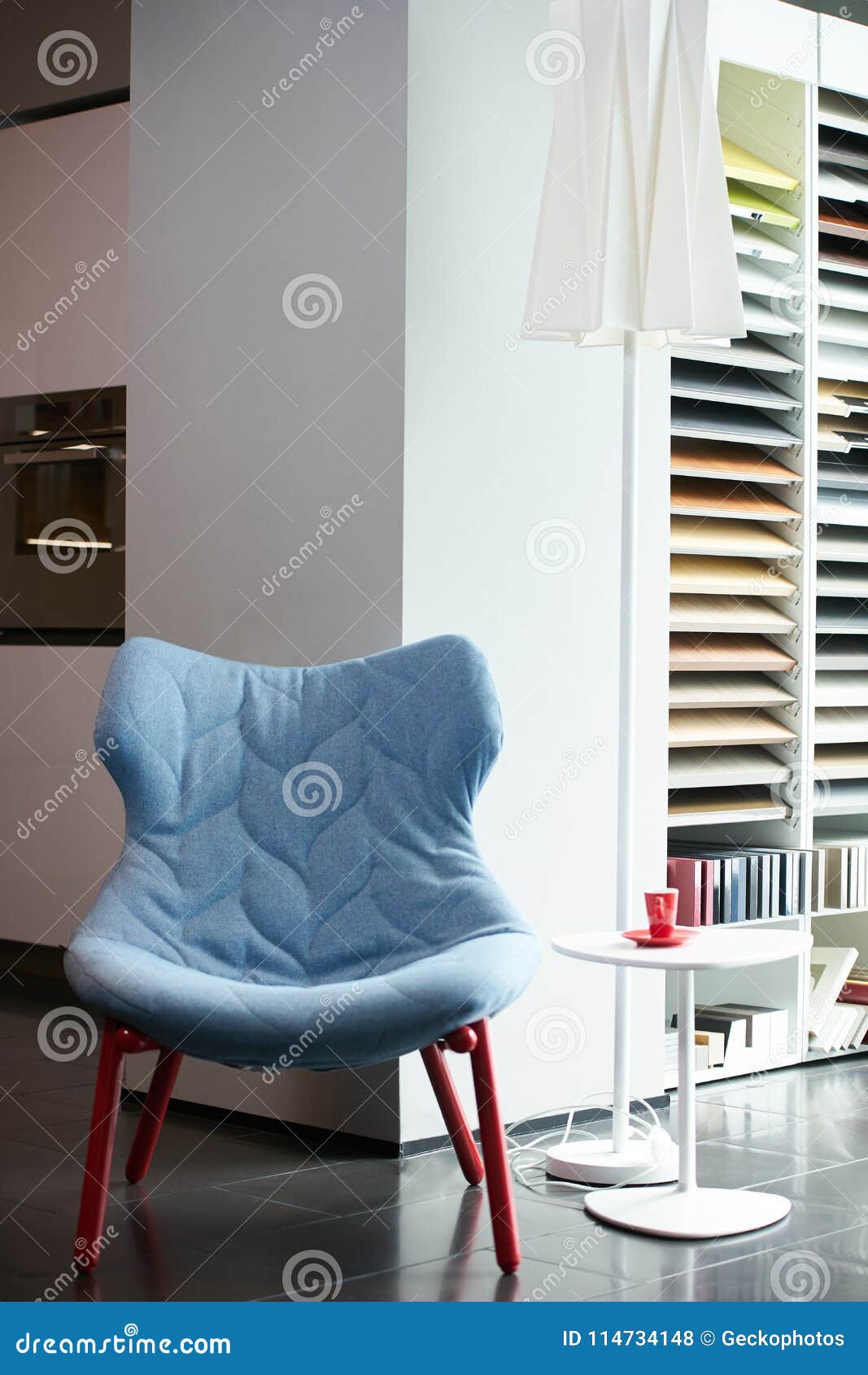 Comfortable Chair and Coffee Table with Red Cup Stock Photo Image of