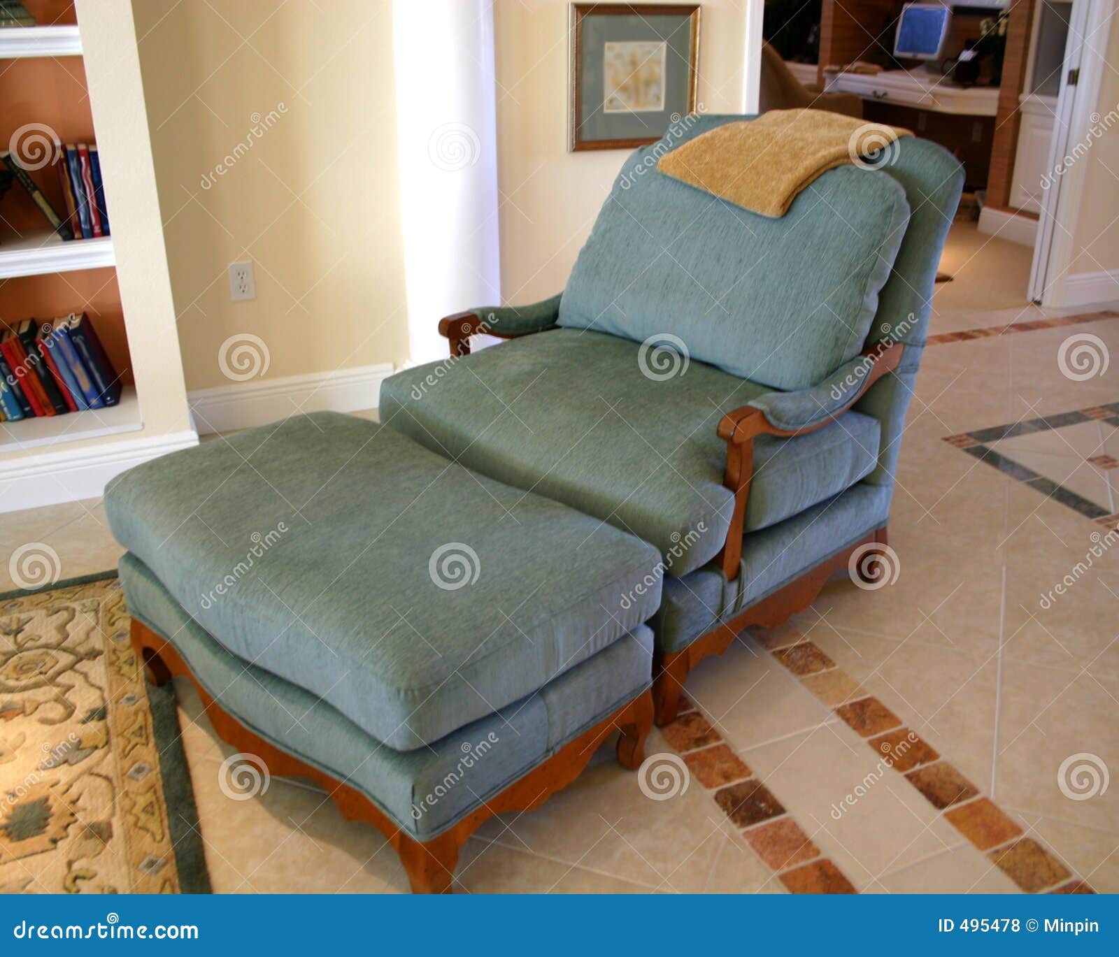 Comfortable Chair And Ottoman Stock Photo Image Of Read