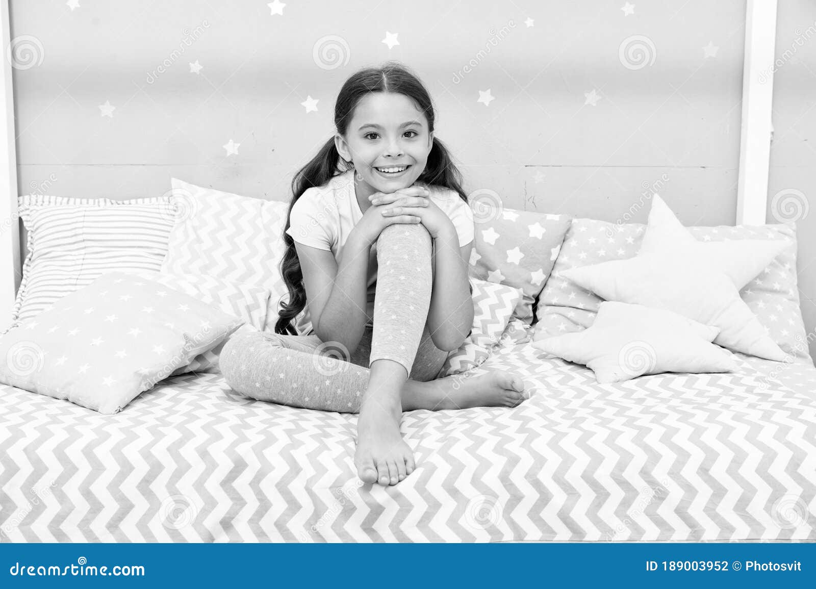 Comfortable and Cozy. Little Child Feel Comfortable at Home. Small Girl ...