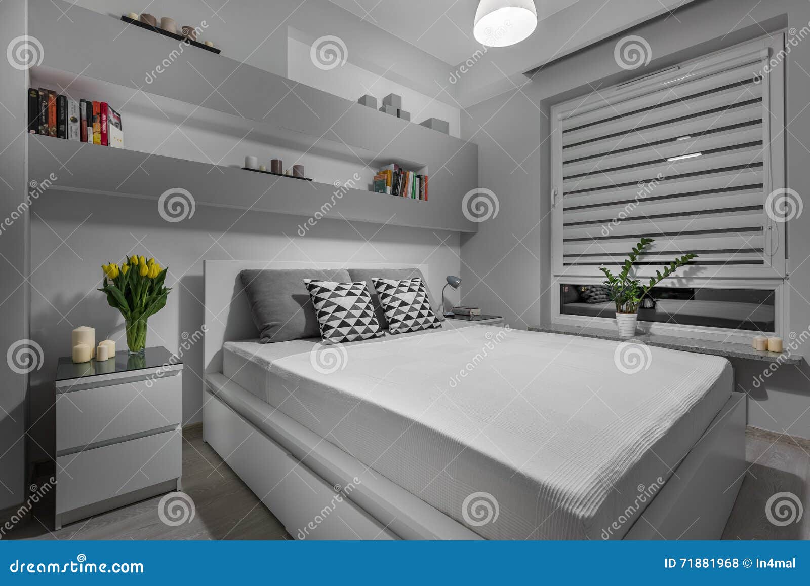 Comfortable double bed stock photo. Image of furniture 71881968