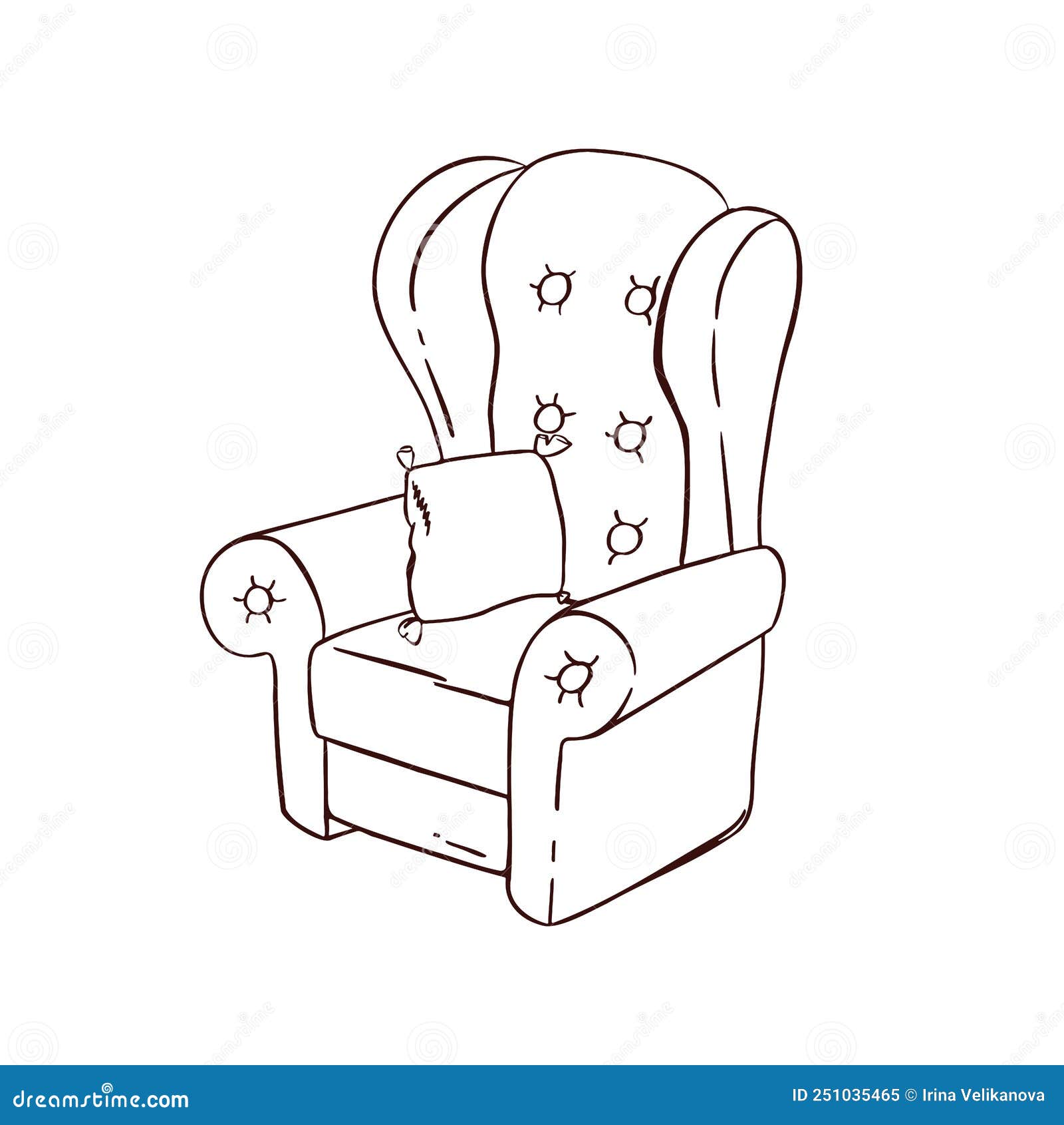 Comfortable Easy Chair Outline Illustration Stock Vector Illustration