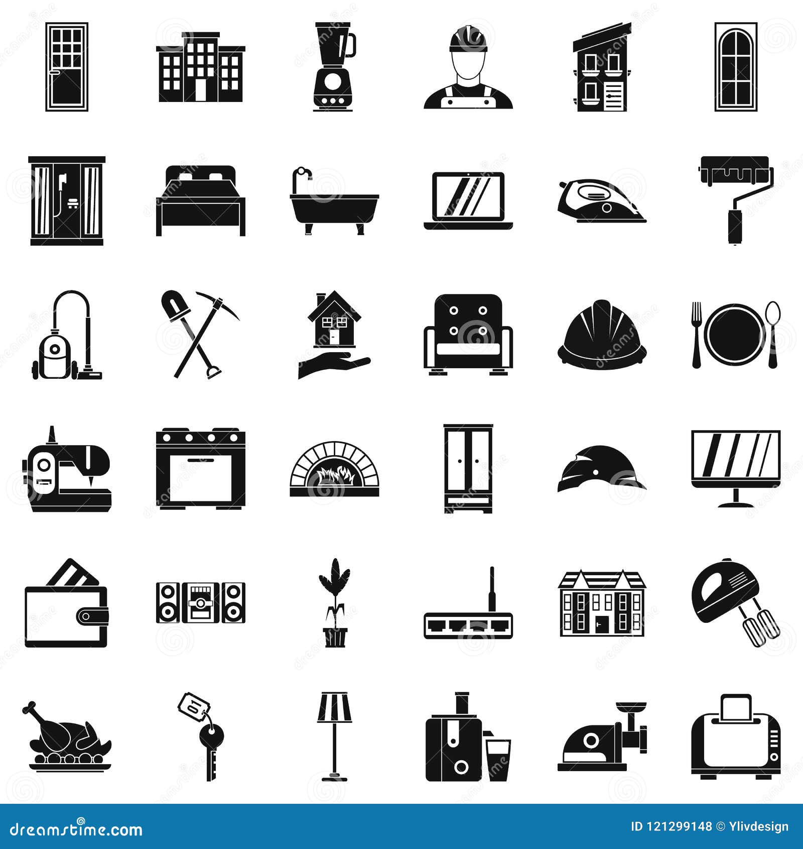 Comfortable House Icons Set, Simple Style Stock Vector - Illustration ...