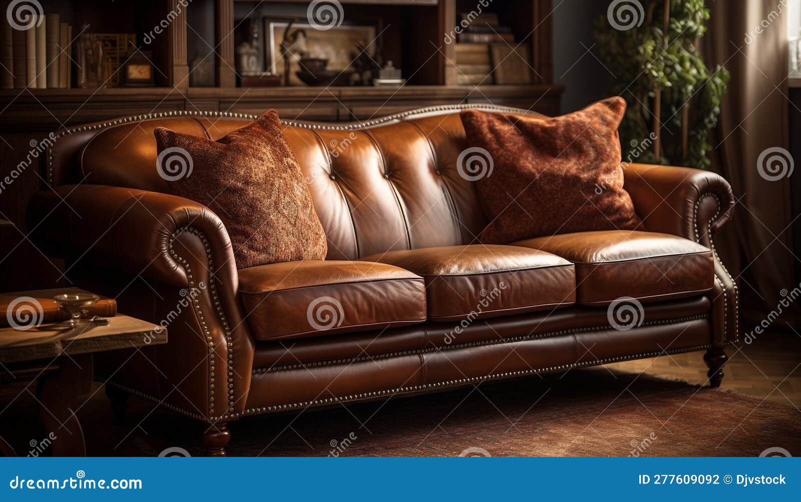 Comfortable Leather Armchair, Modern Elegance in Old Fashioned Home