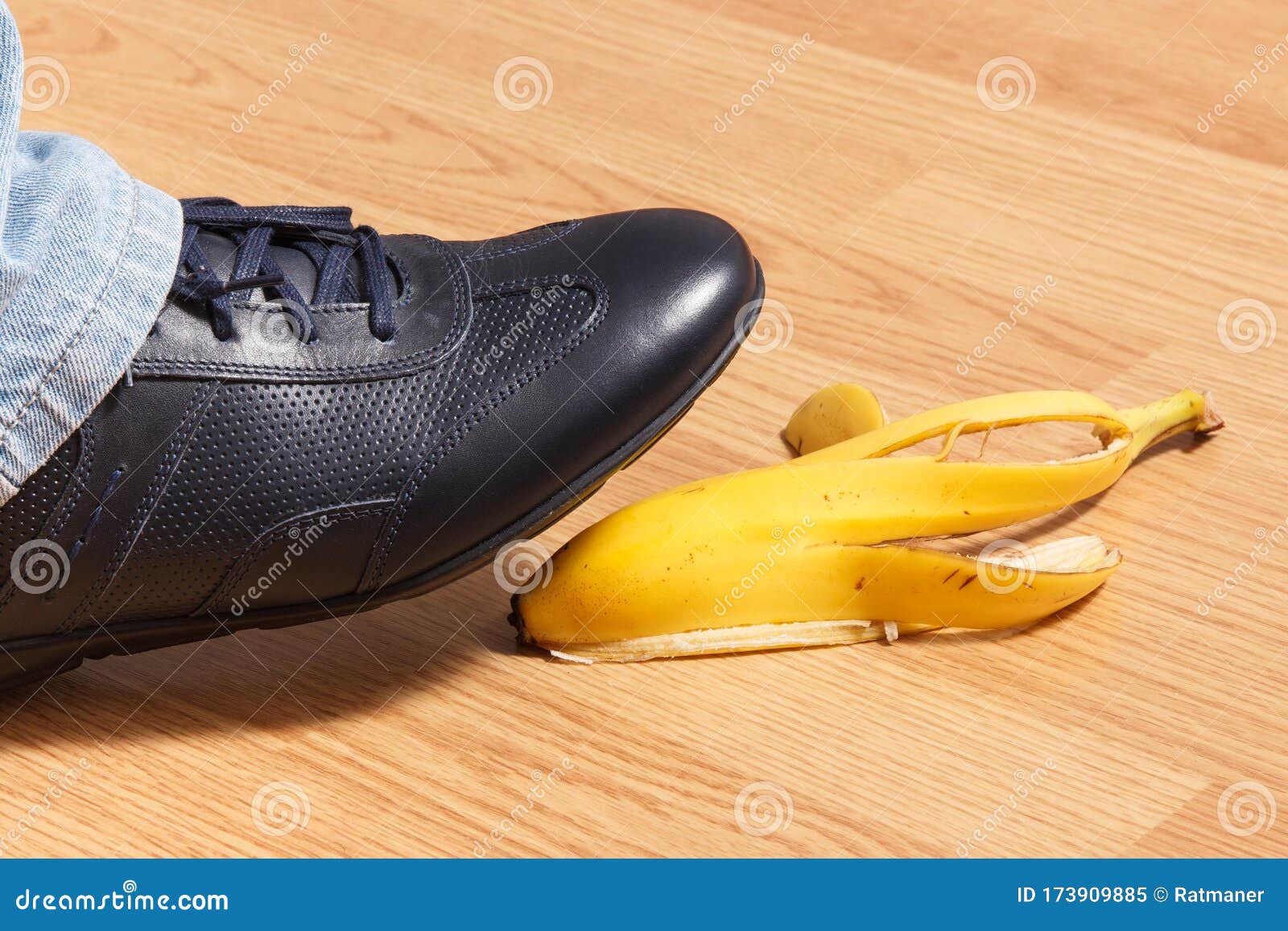 Leather Shoe before Slipping on Banana Peel Stock Image - Image of shoe ...