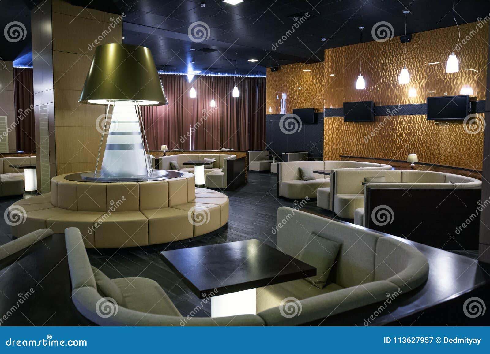 Comfortable Lounge Zone In Luxury Interior In Hotel Lobby Or Restaraunt