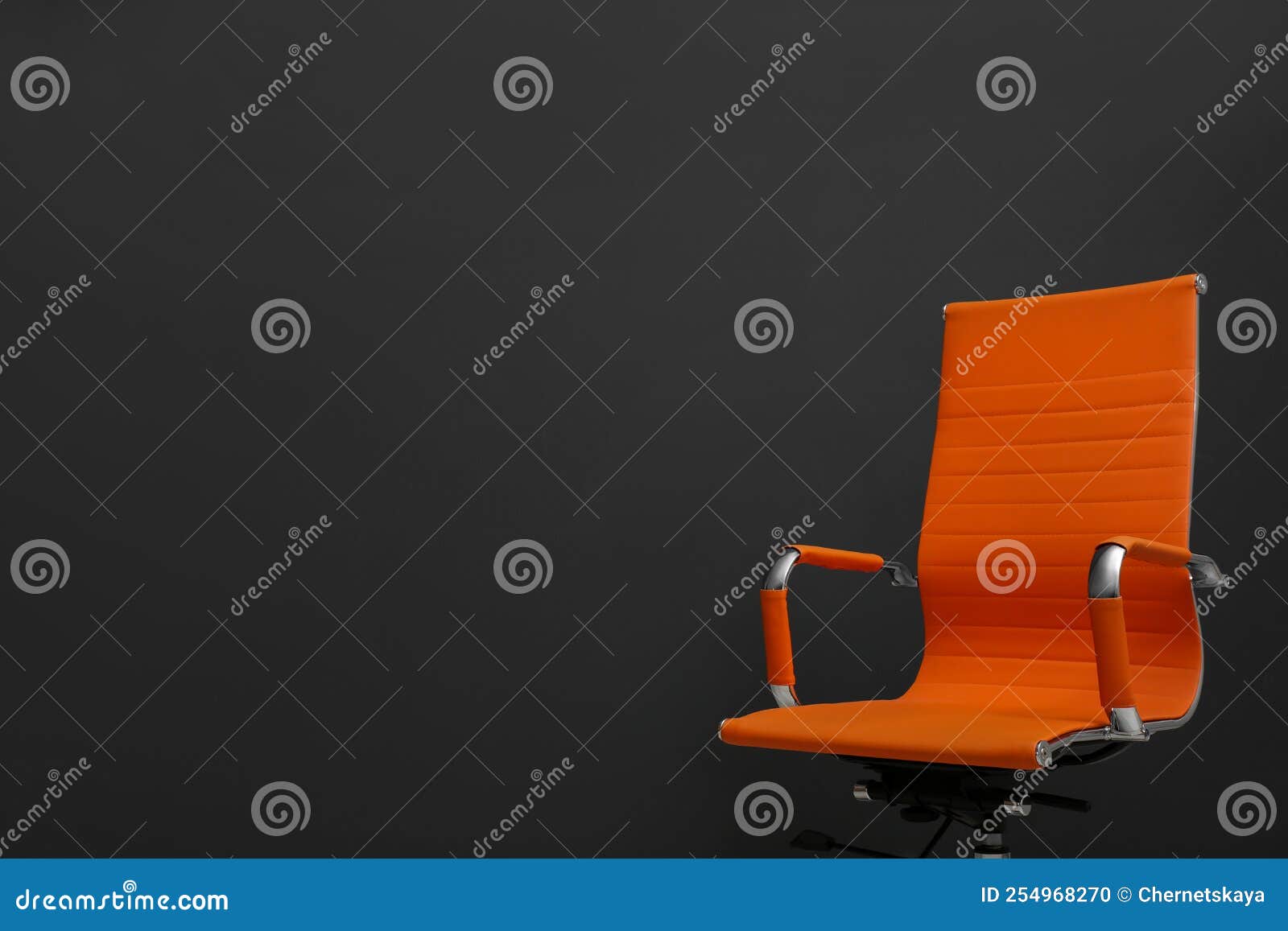 Comfortable Office Chair on Black Background. Space for Text Stock Photo Image of simple