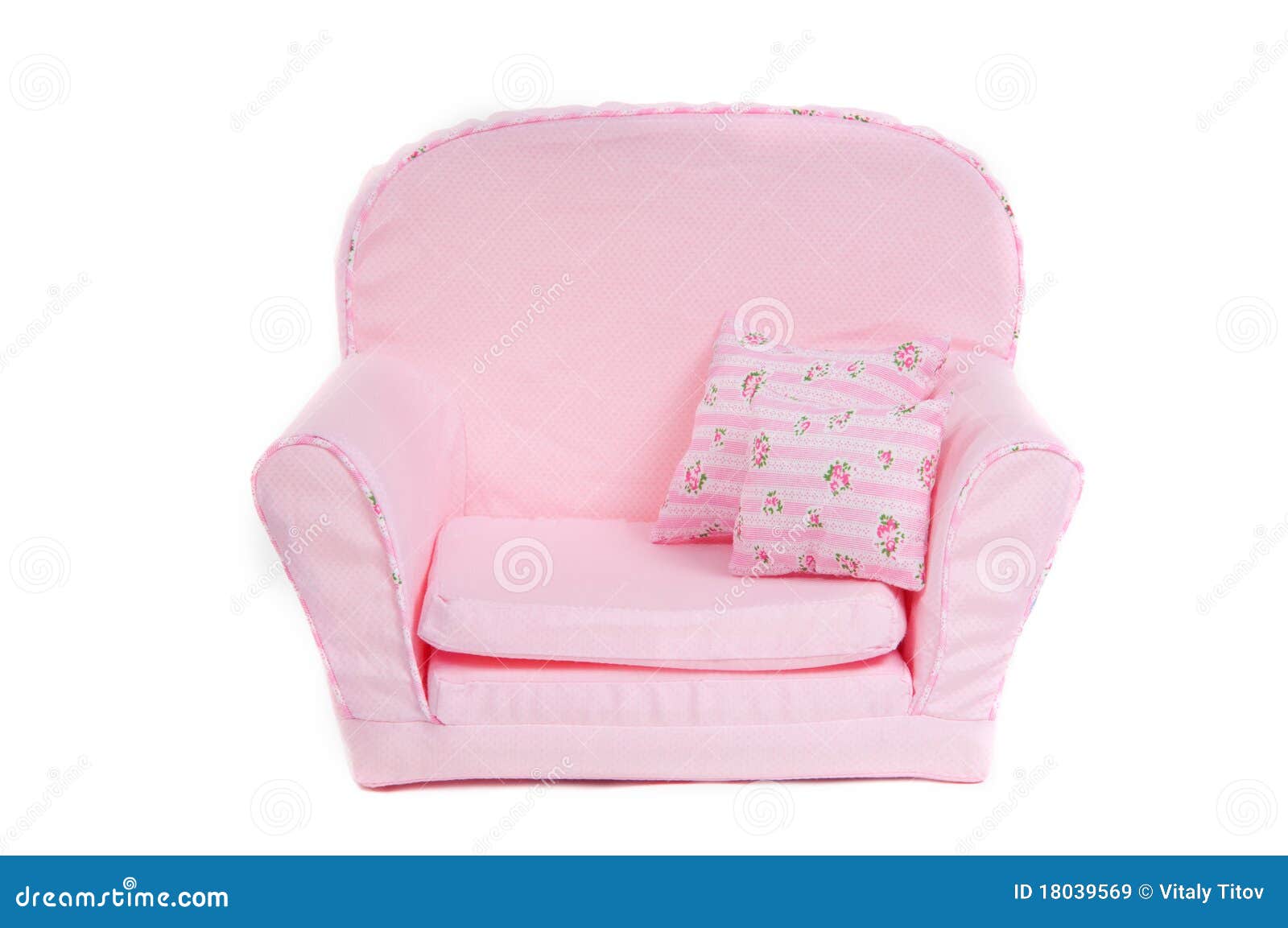 Comfortable Pink Armchair with Two Pillows on it Stock Image Image of