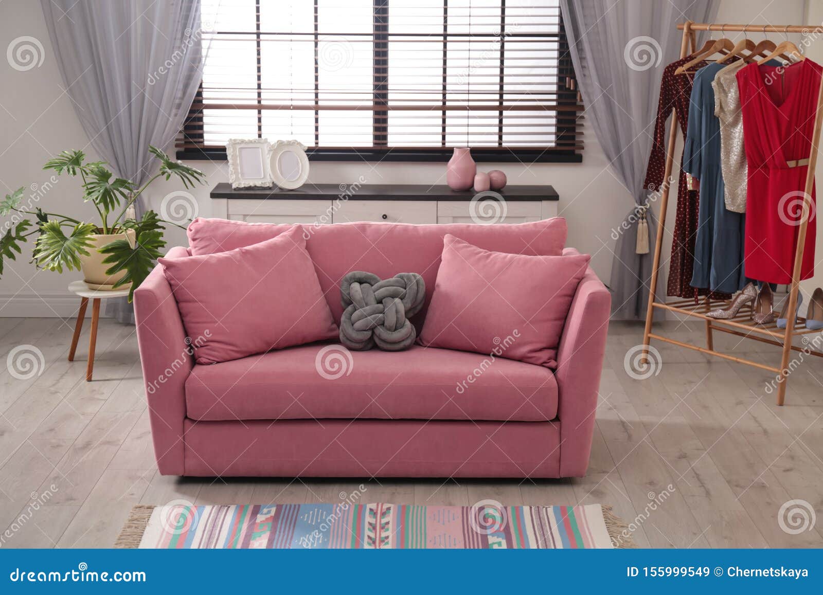 Comfortable Sofa Near in Stylish Living Room Interior Stock Image