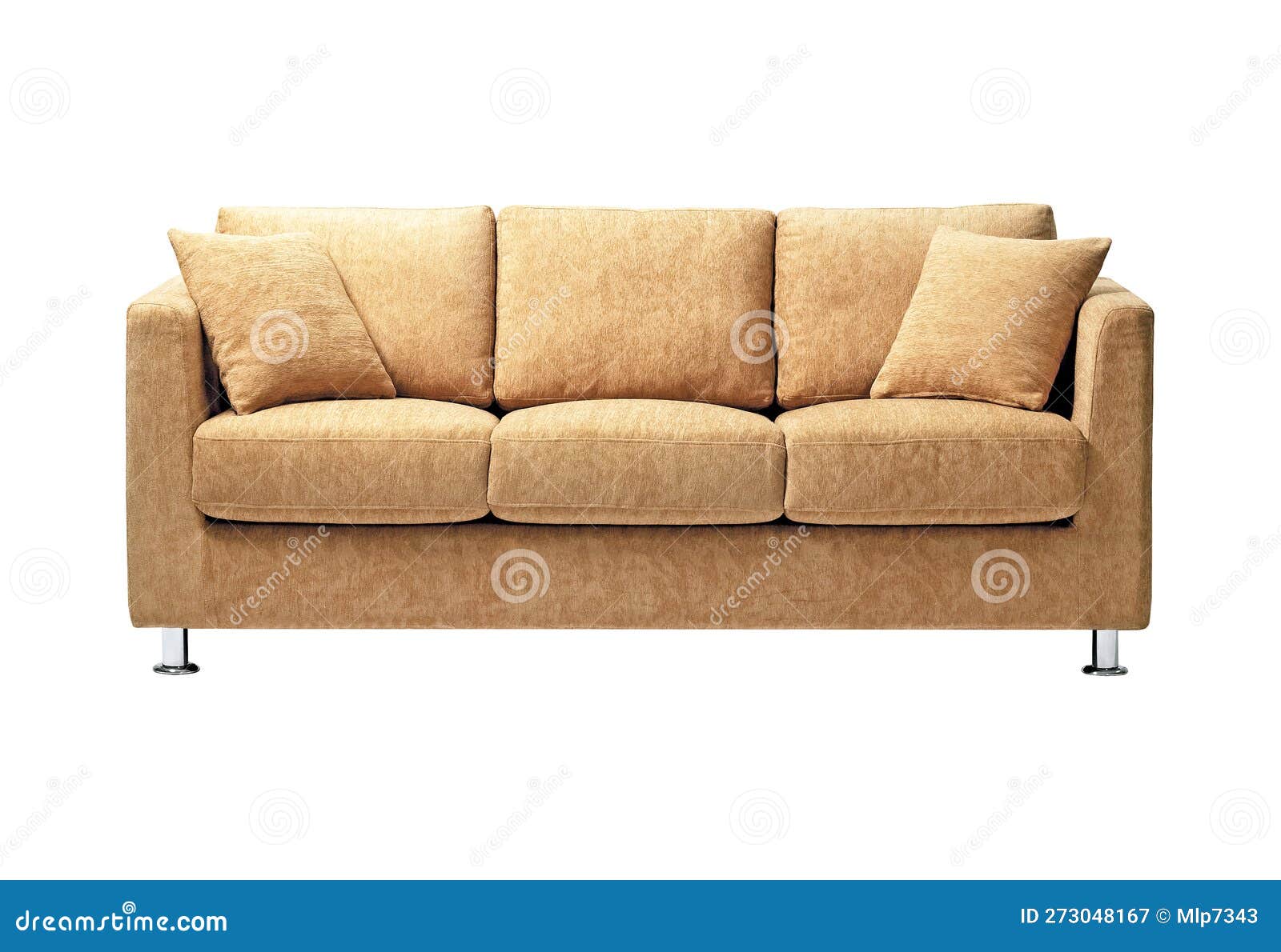 Comfortable and Stylish Linen Fabric Sofa Isolated on White Background
