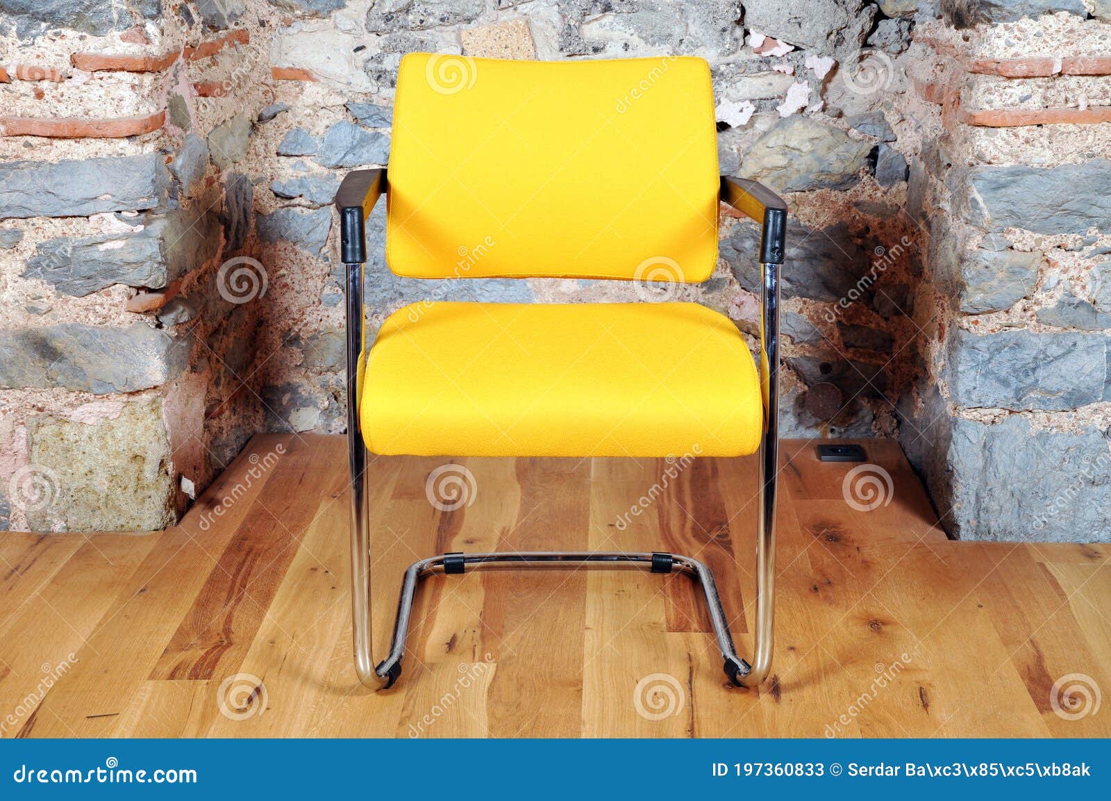 Comfortable and Stylishly Designed Yellow Office Chair Stock Image