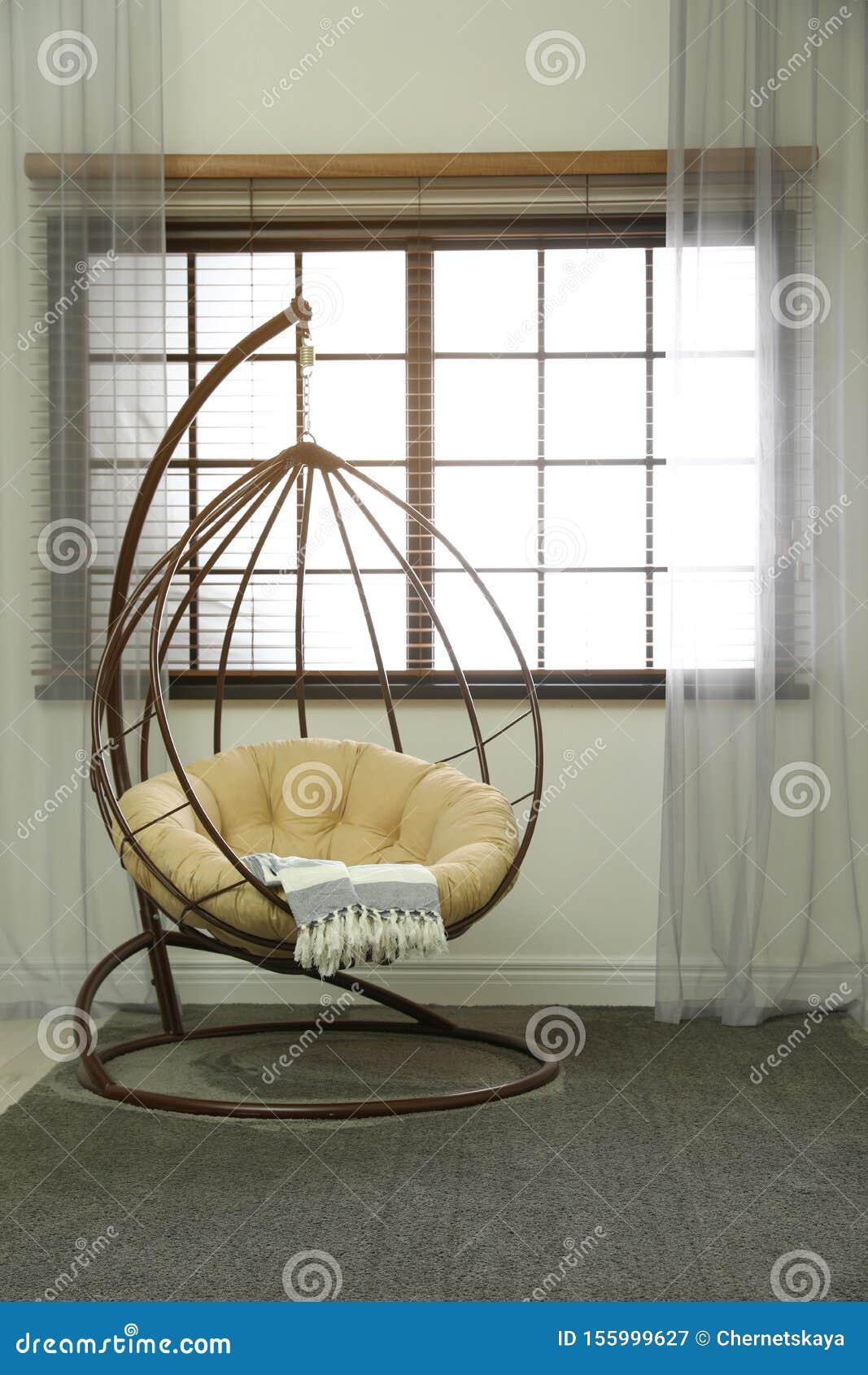 Comfortable Swing Chair with Pillow in Room Stock Image Image of