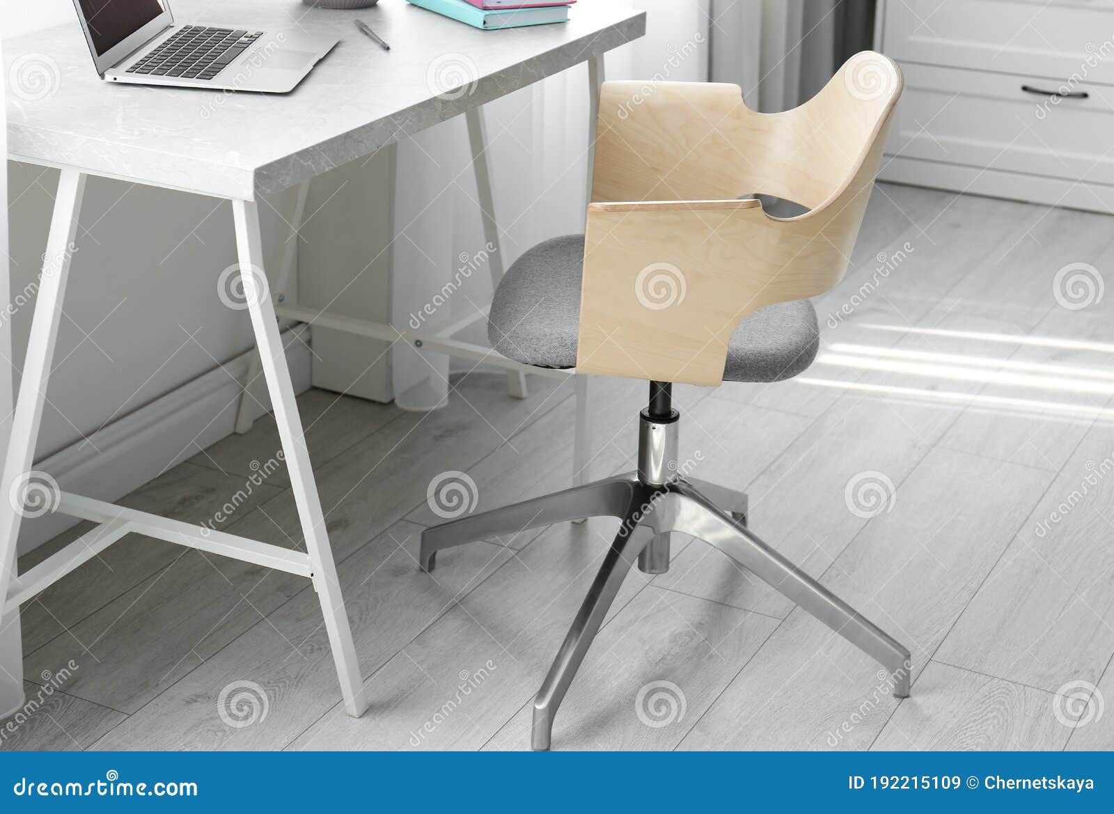 Comfortable Workplace with Office Chair and Table Stock Image Image