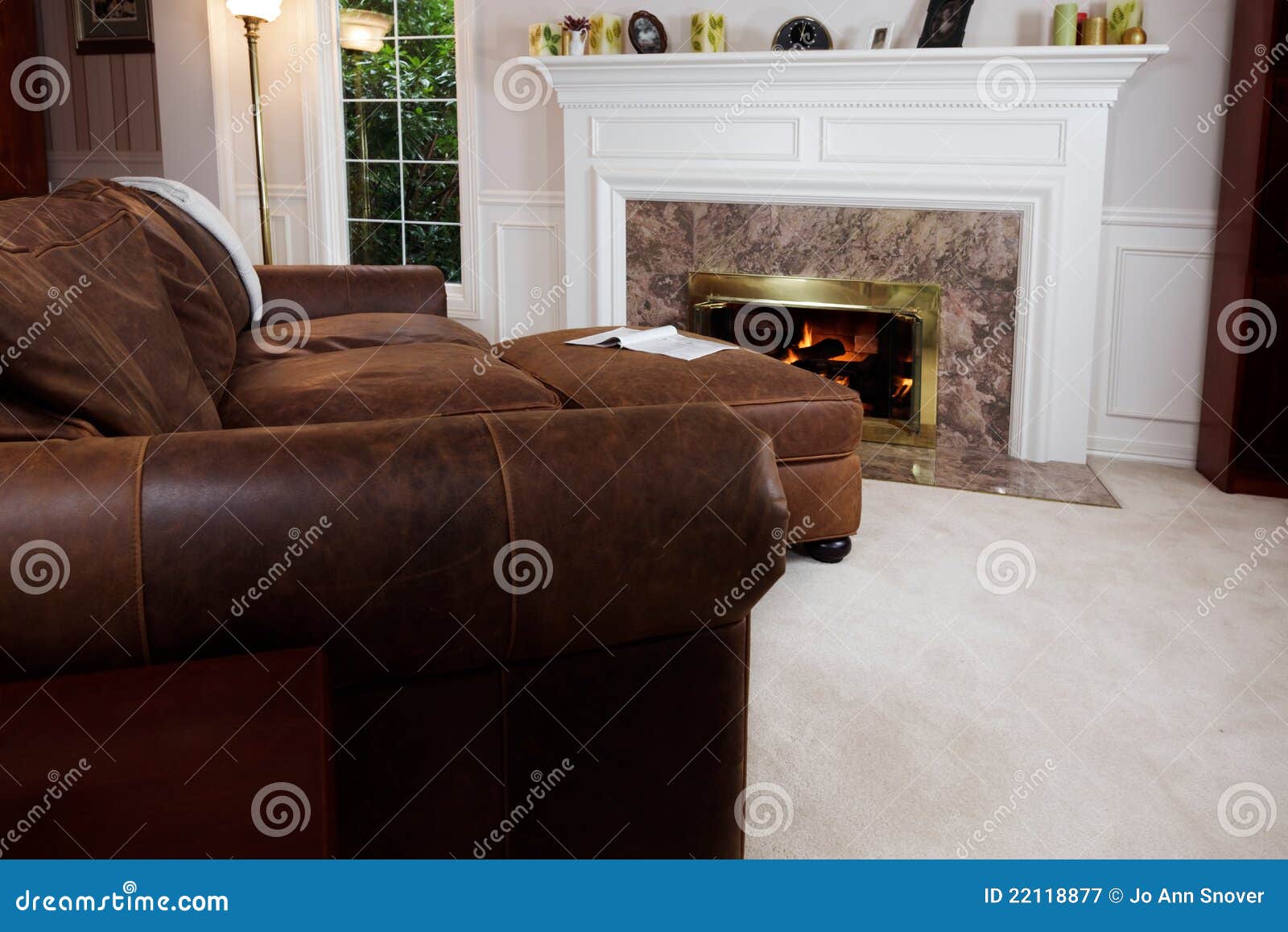 Comfy Sofa by Living Room Fire Stock Image Image of indoors, tranquil