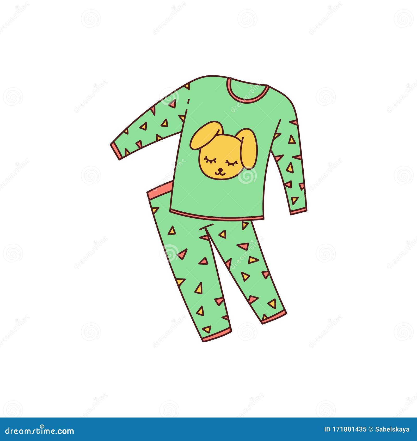 Comfy and Soft Green Pajamas Icon, Cartoon Sketch Vector Illustration  Isolated. Stock Vector - Illustration of cartoon, party: 171801435