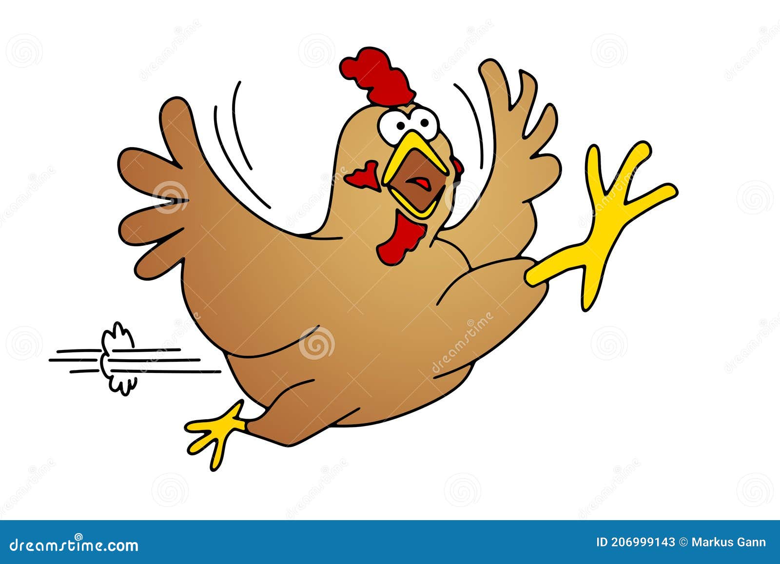 Running Chicken Comic Art Graphic Isolated on White Background Stock ...