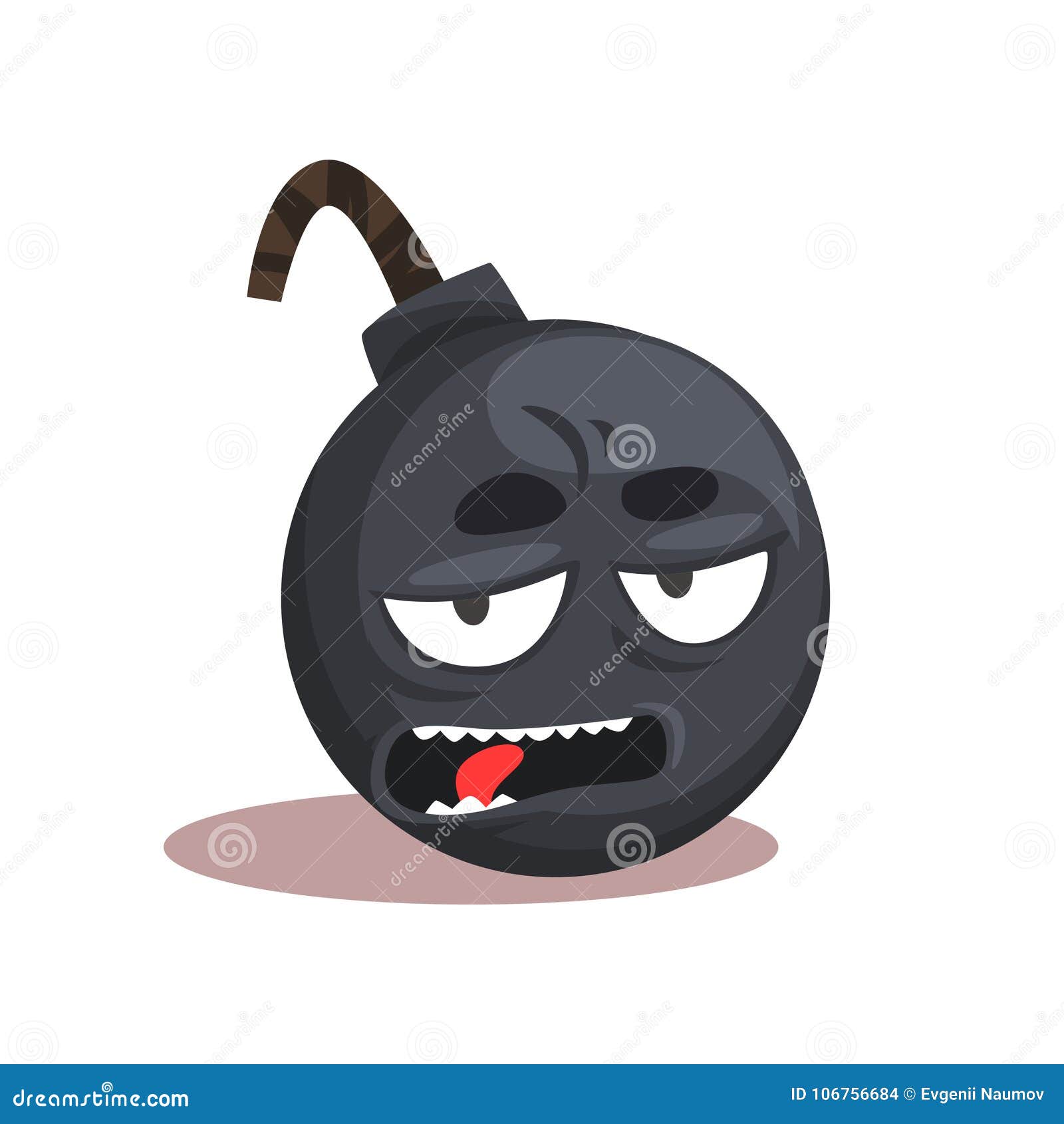 Comic Bomb Emoji Cartoon Character With Bored Face Expression Vector Design For Mobile Application Print Or Sticker Stock Vector Illustration Of Cute Danger 106756684