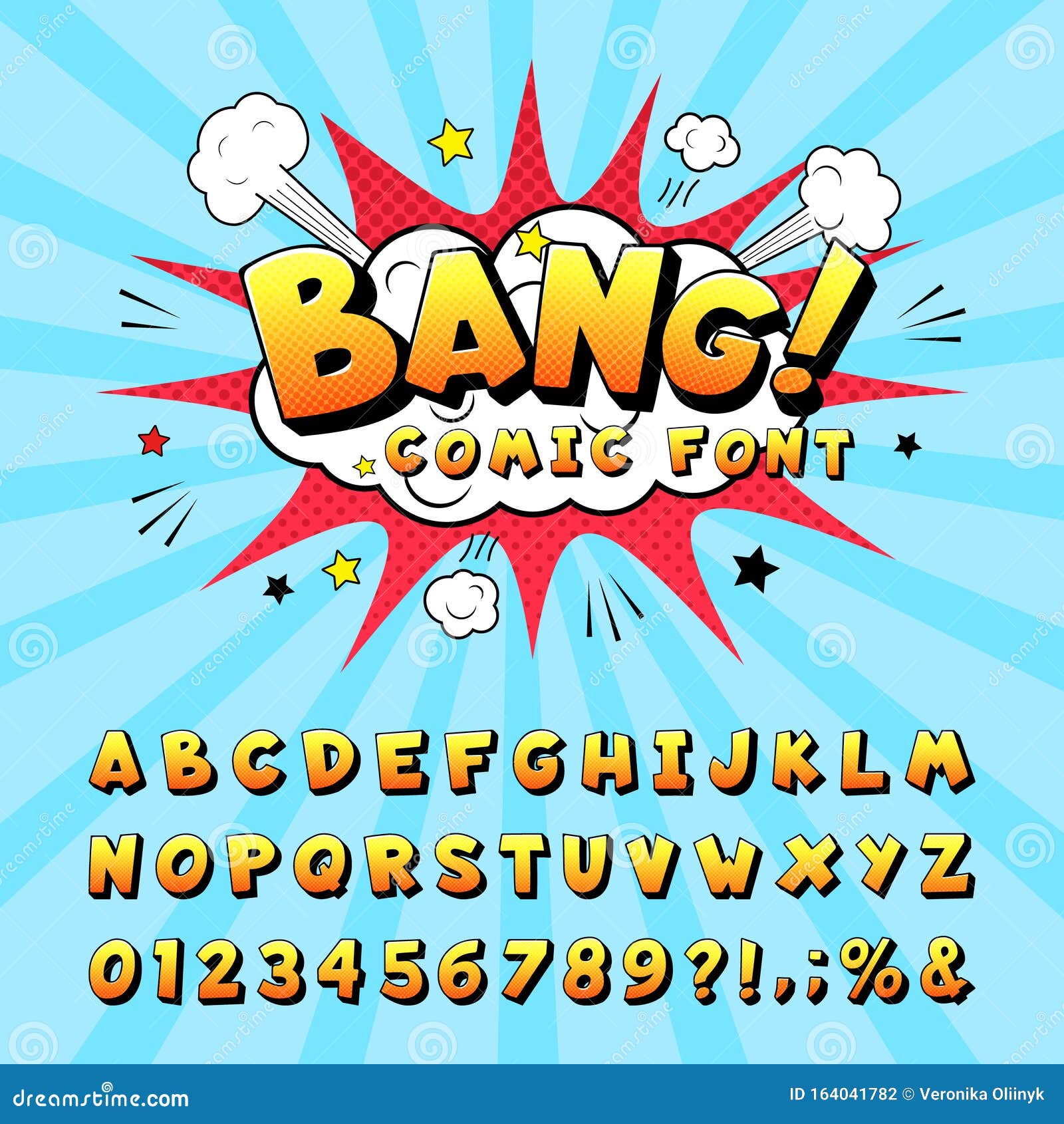 Comic Book Alphabet. Retro Cartoon Comic Book Graphic Font Elements,  Alphabet Letters and Numbers Symbols Vector Stock Vector - Illustration of  bang, letter: 164041782