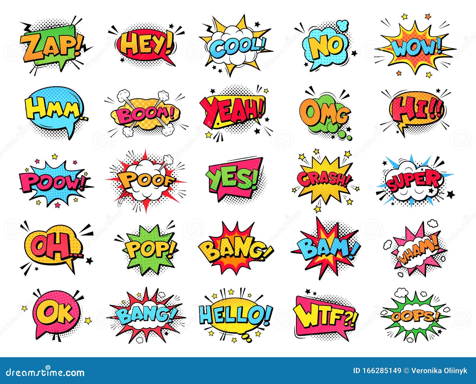 Comic Book Bubbles. Cartoon Explosions Funny Comical Speech Clouds