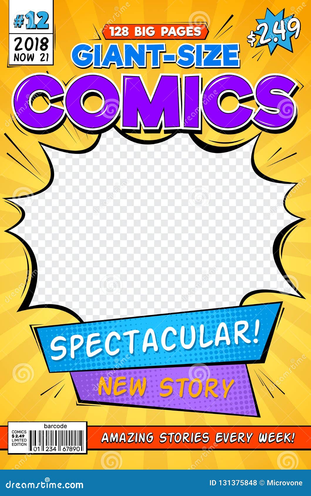 Comic Book Cover Vintage Comics Magazine Layout Cartoon Title Page Vector Template Stock Vector Illustration Of Colored Flyer 131375848