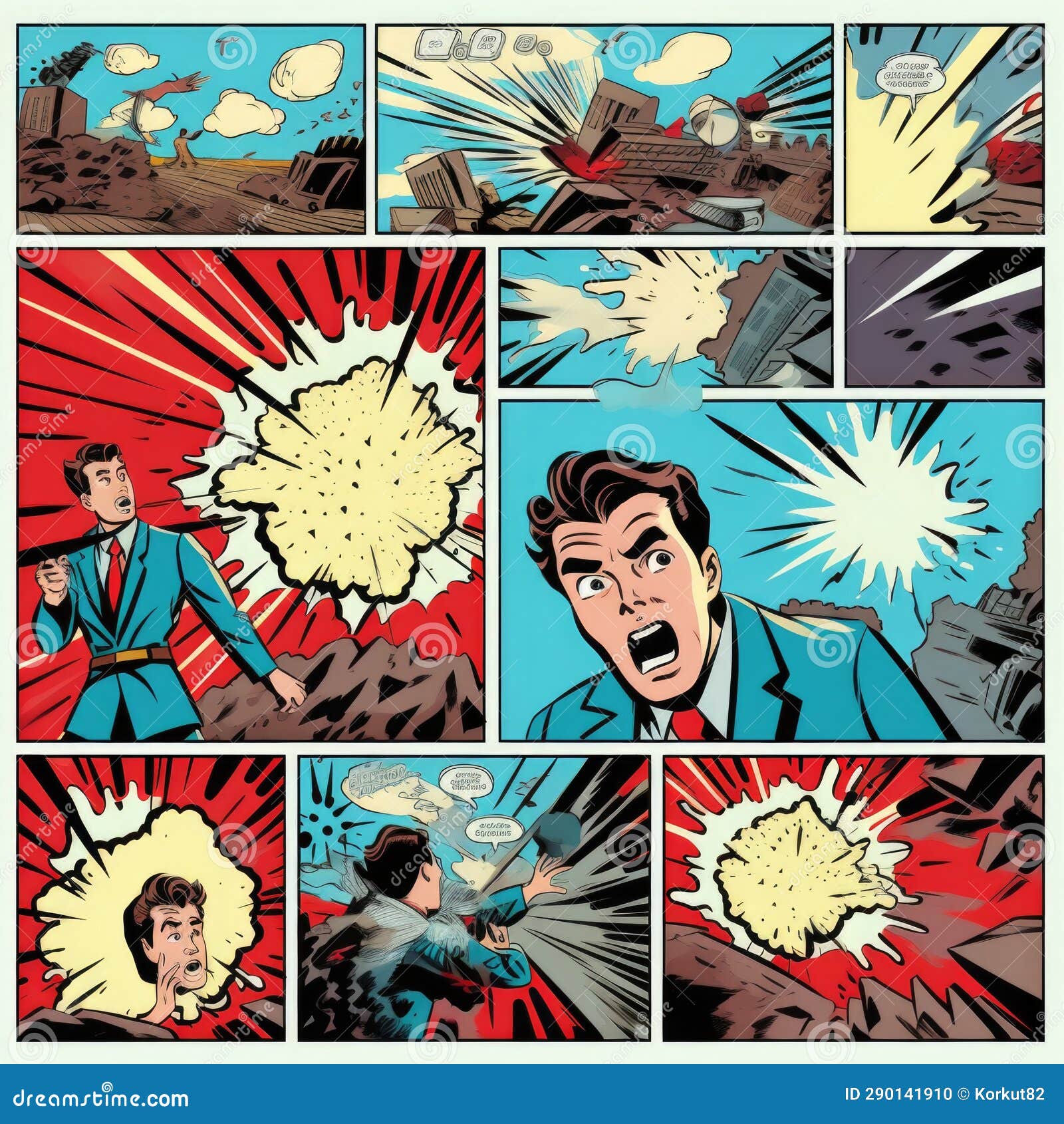 Comic book page stock illustration. Illustration of frame 290141910