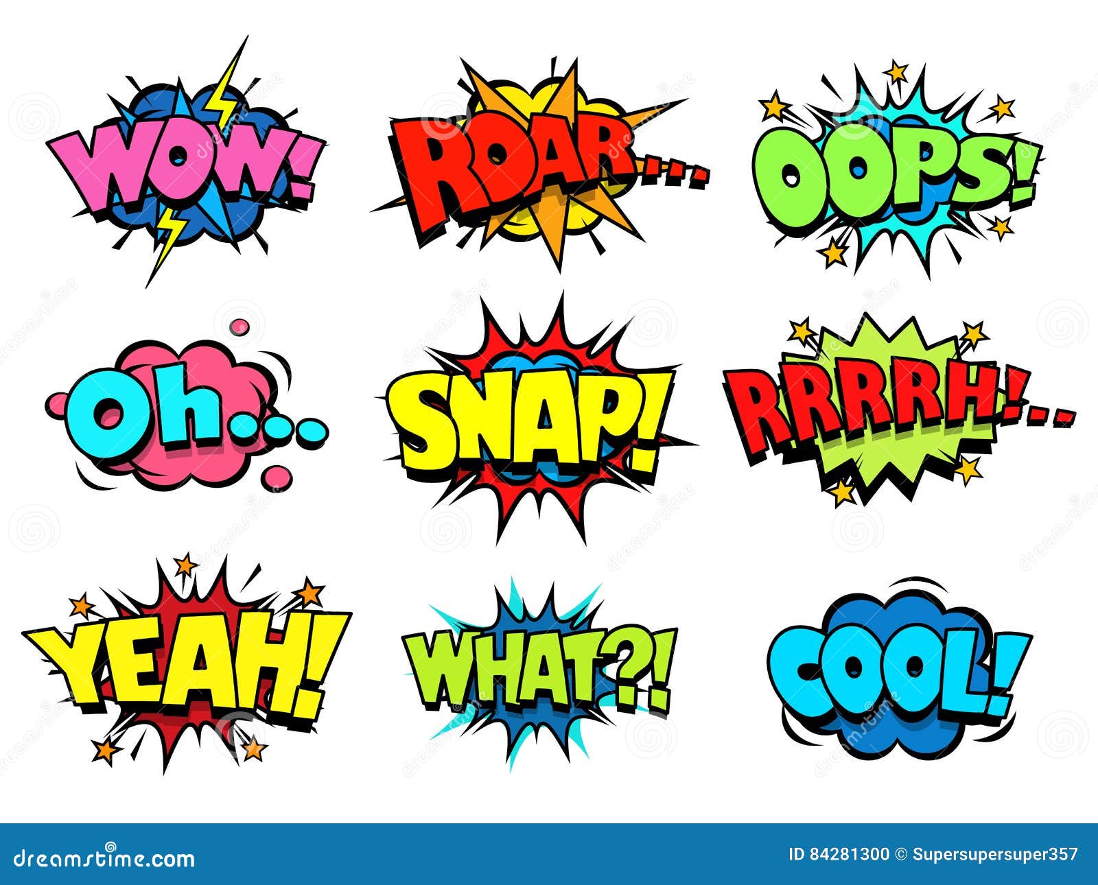 Colorful Comic Noise Clip Art Set Superheros Comic Book 