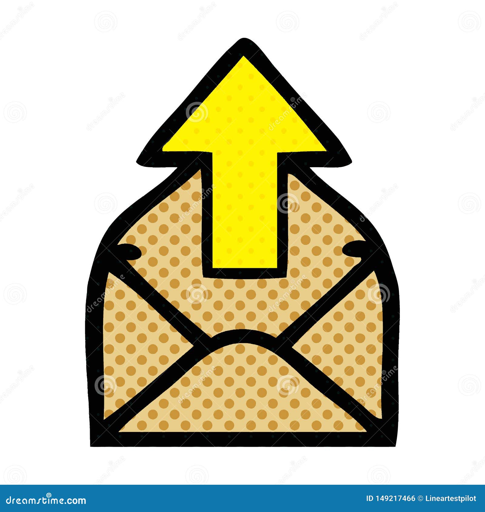 Comic Book Style Cartoon Envelope with Arrow Stock Vector