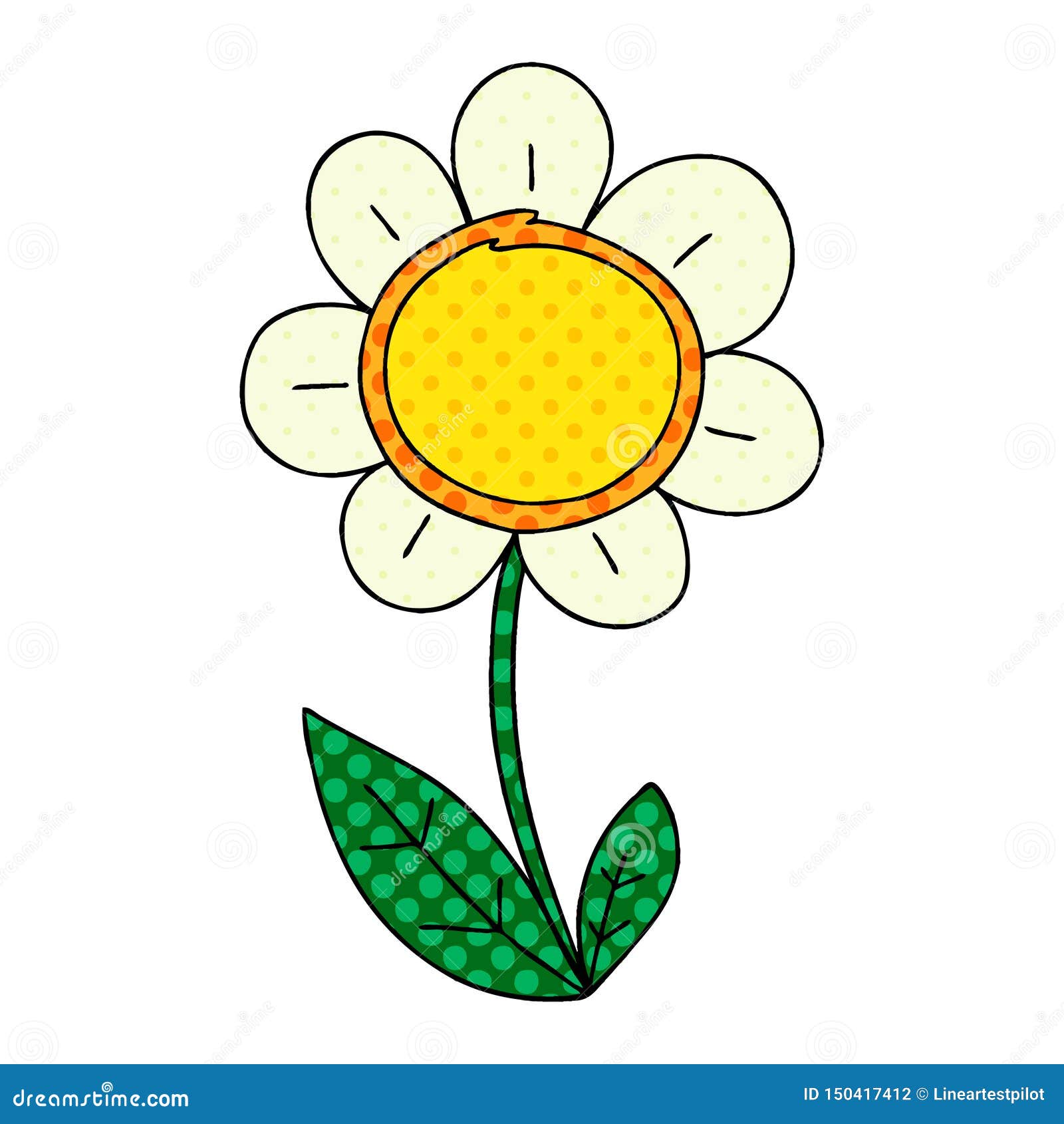 Comic Book Style Quirky Cartoon Daisy Stock Vector Illustration of