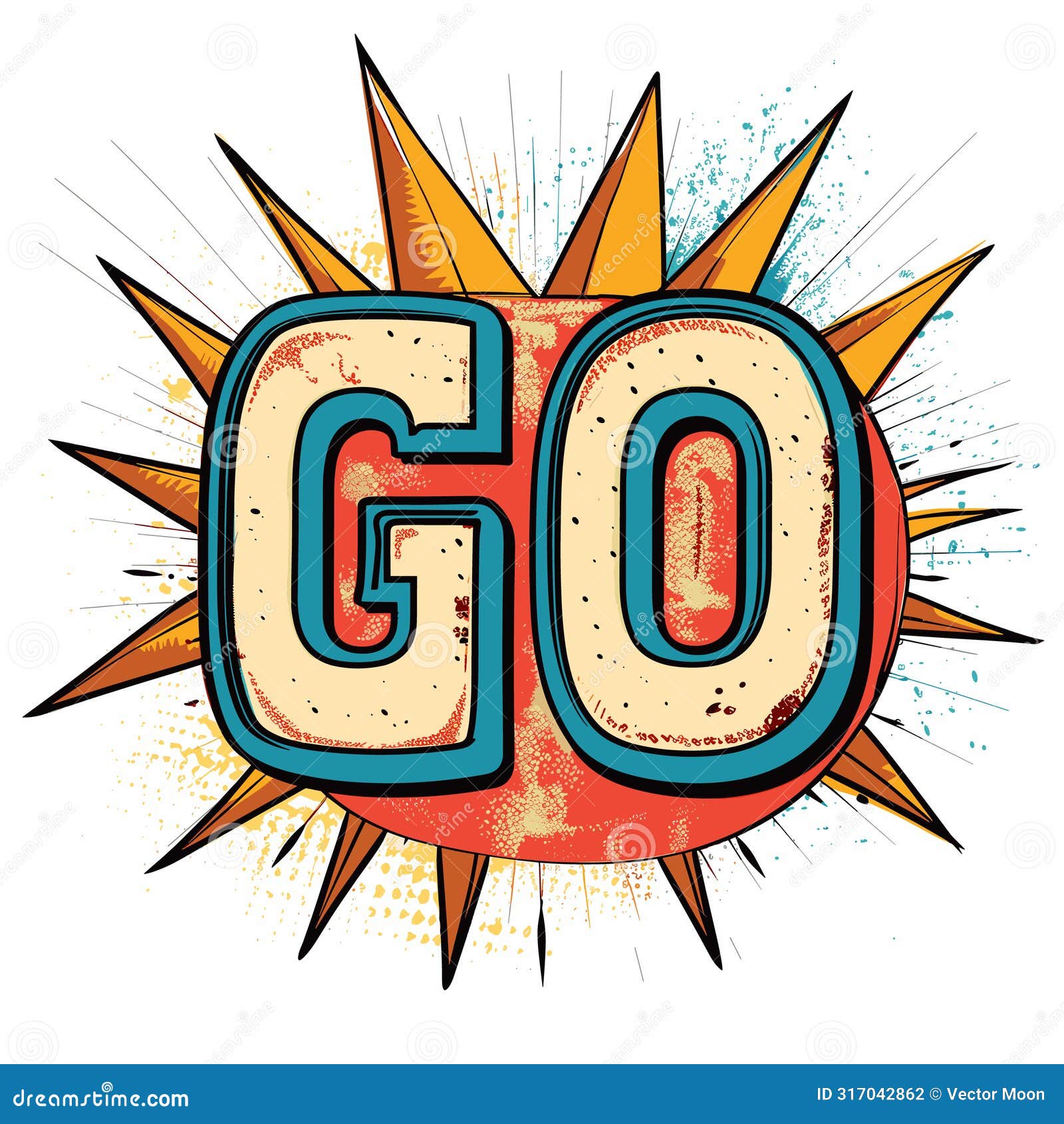 comic book style word go explosion background. bold lettering suggests movement, action, starting