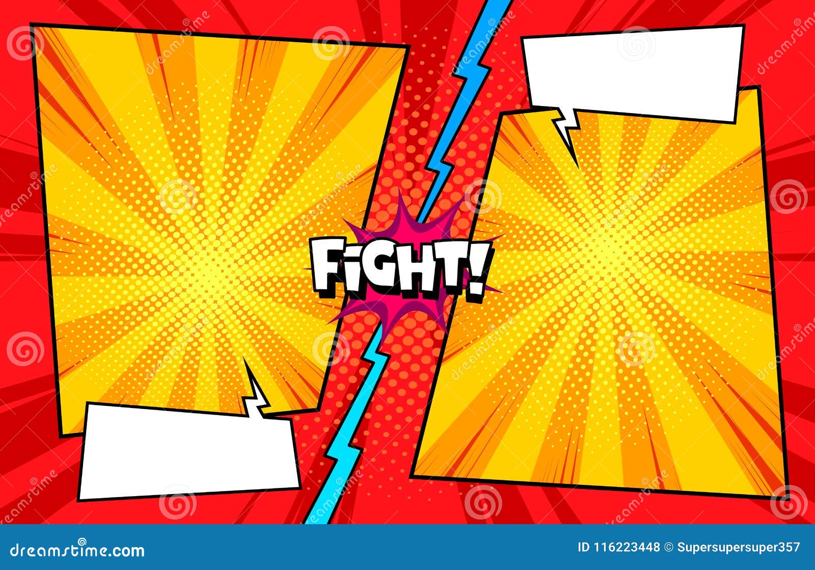 Comic Book Versus Fight Template Background Halftone Print Texture