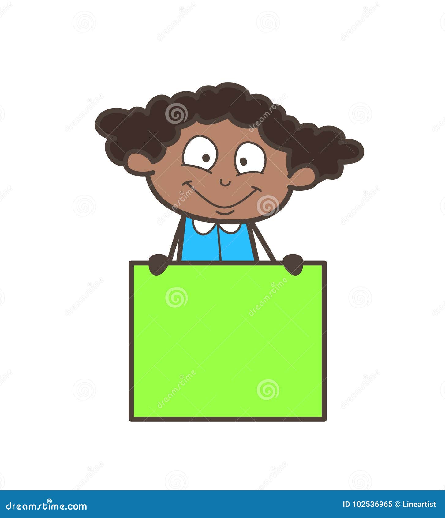 Comic Business Girl with Blank Message Board Vector Stock Illustration