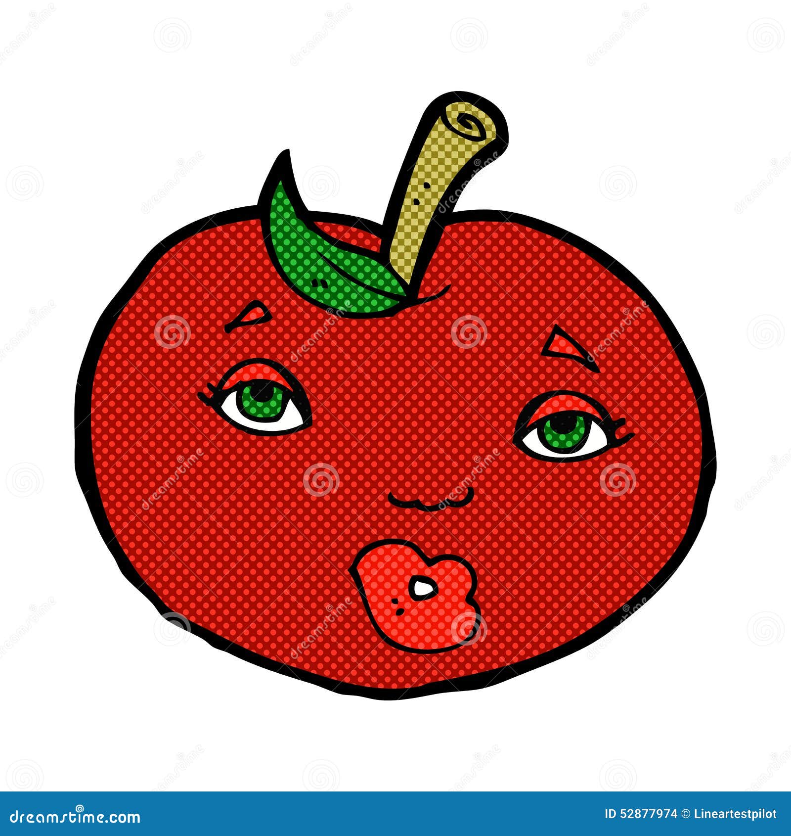 Comic Cartoon Apple with Face Stock Illustration Illustration of