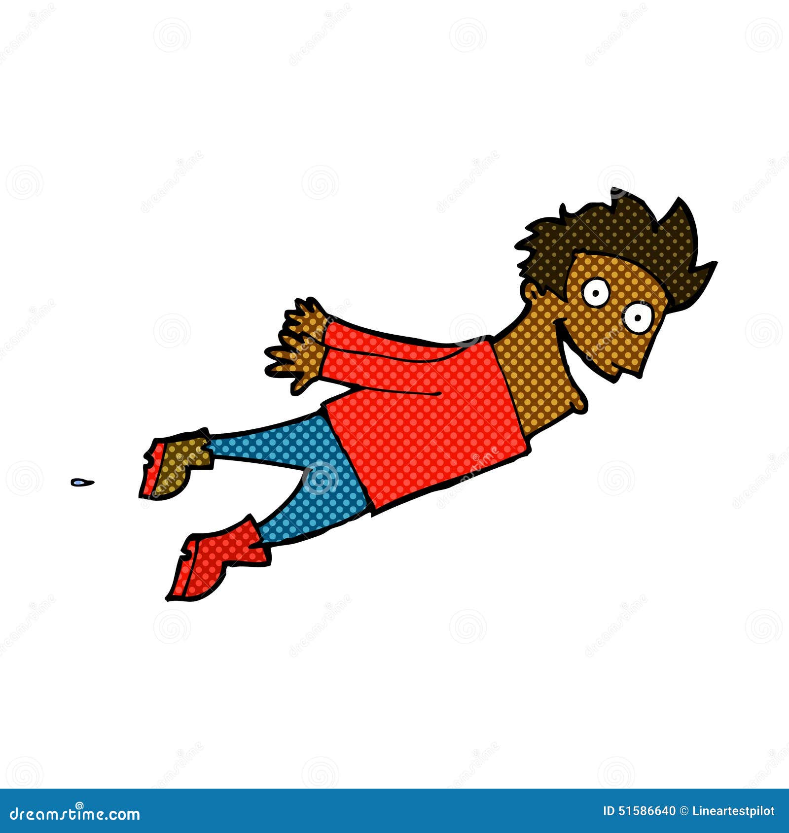 Comic Cartoon Drenched Man Flying Stock Illustration - Illustration of