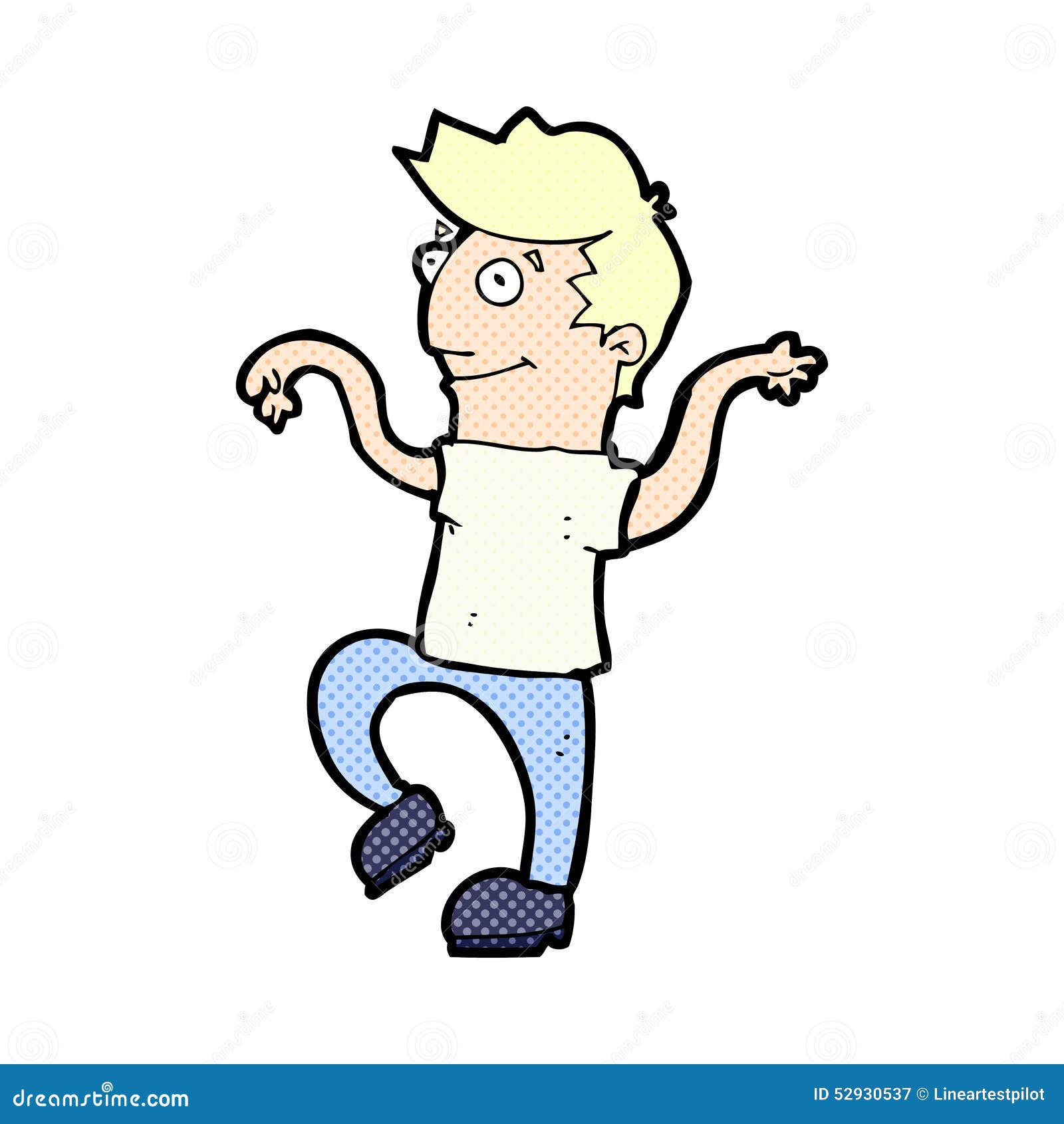 Comic Cartoon Happy Man Doing Funny Dance Stock Illustration