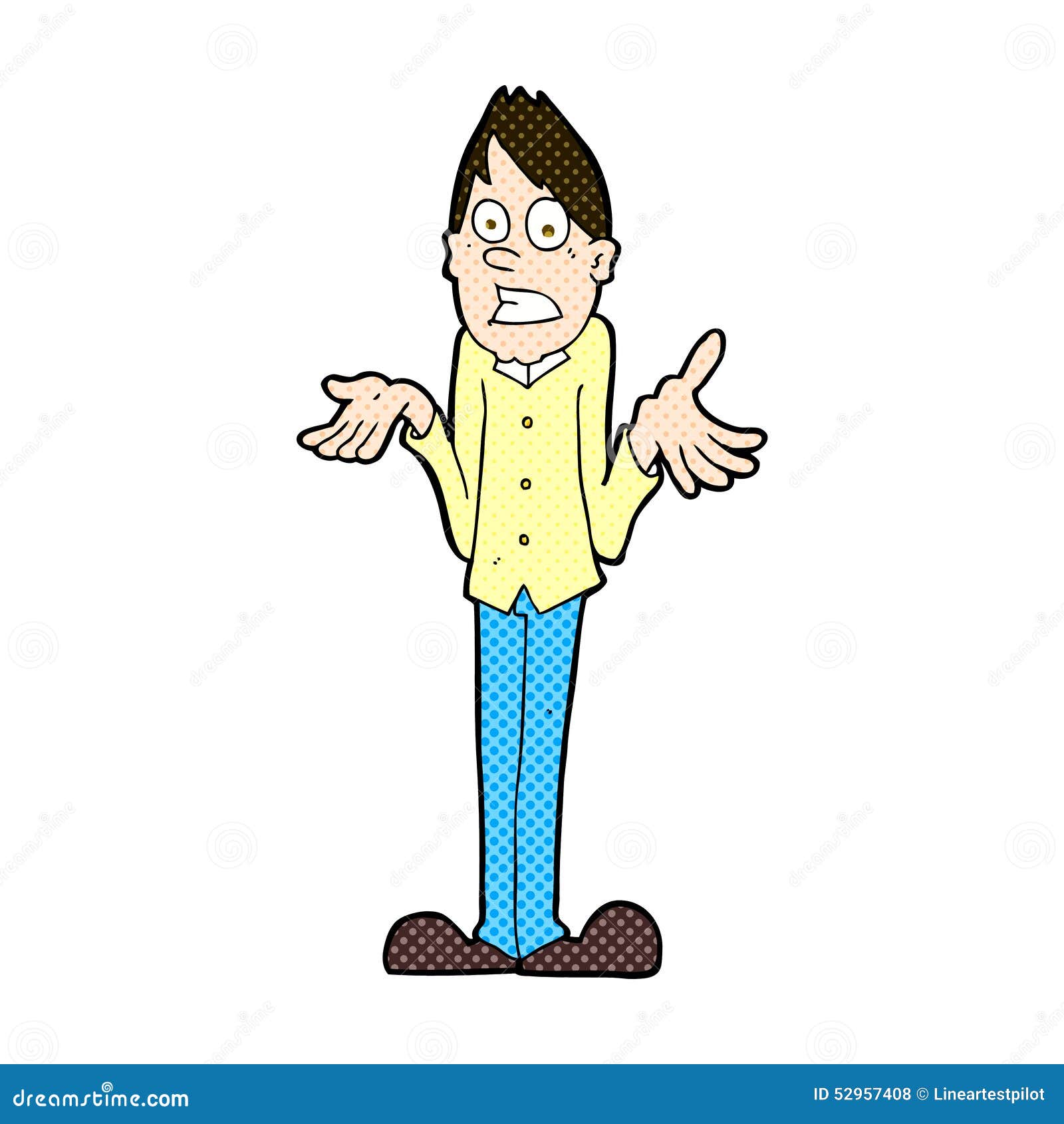 Comic Cartoon Man Shrugging Shoulders Stock Illustration - Illustration