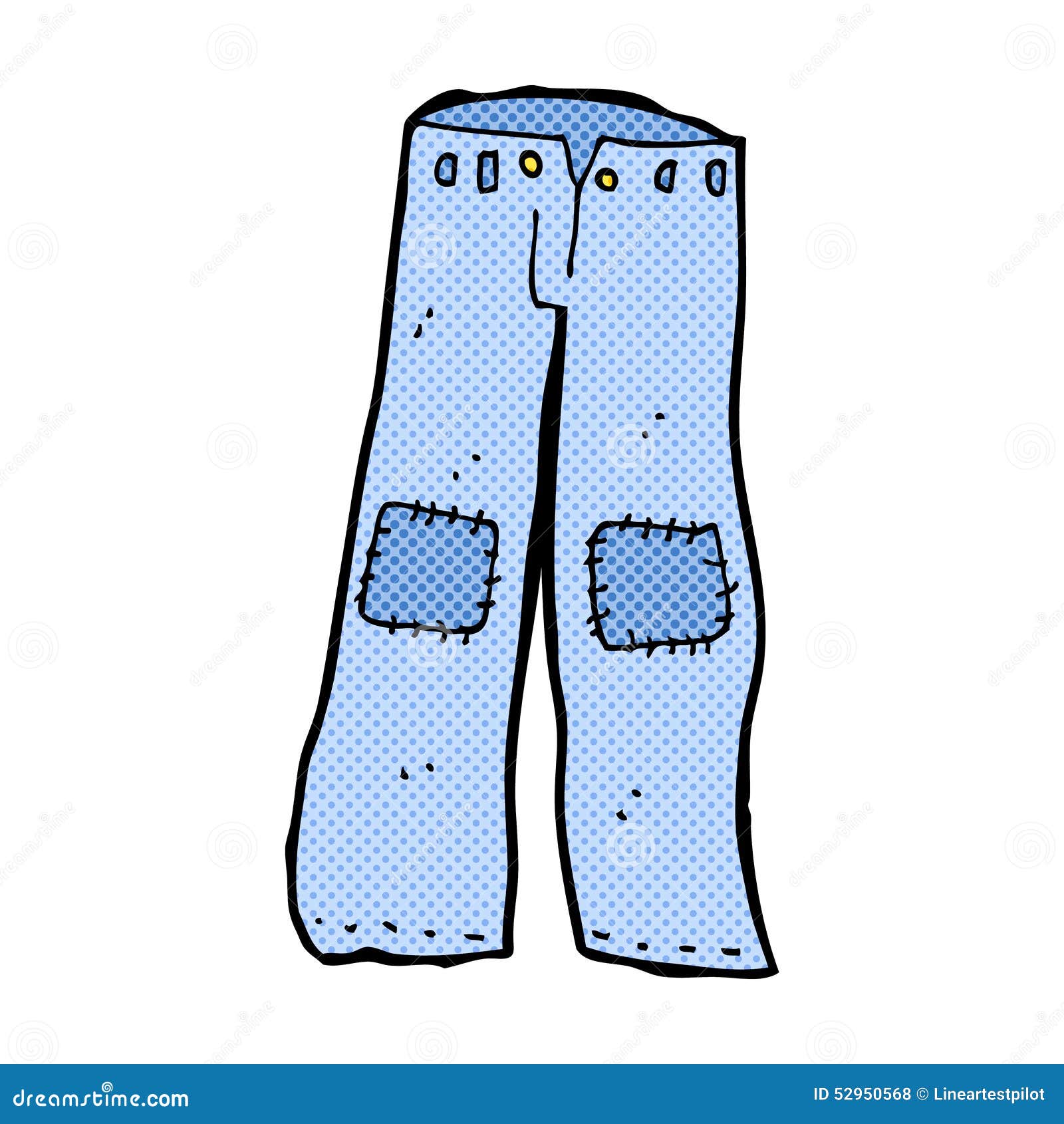 Comic Cartoon Patched Old Jeans Stock Illustration - Illustration of ...
