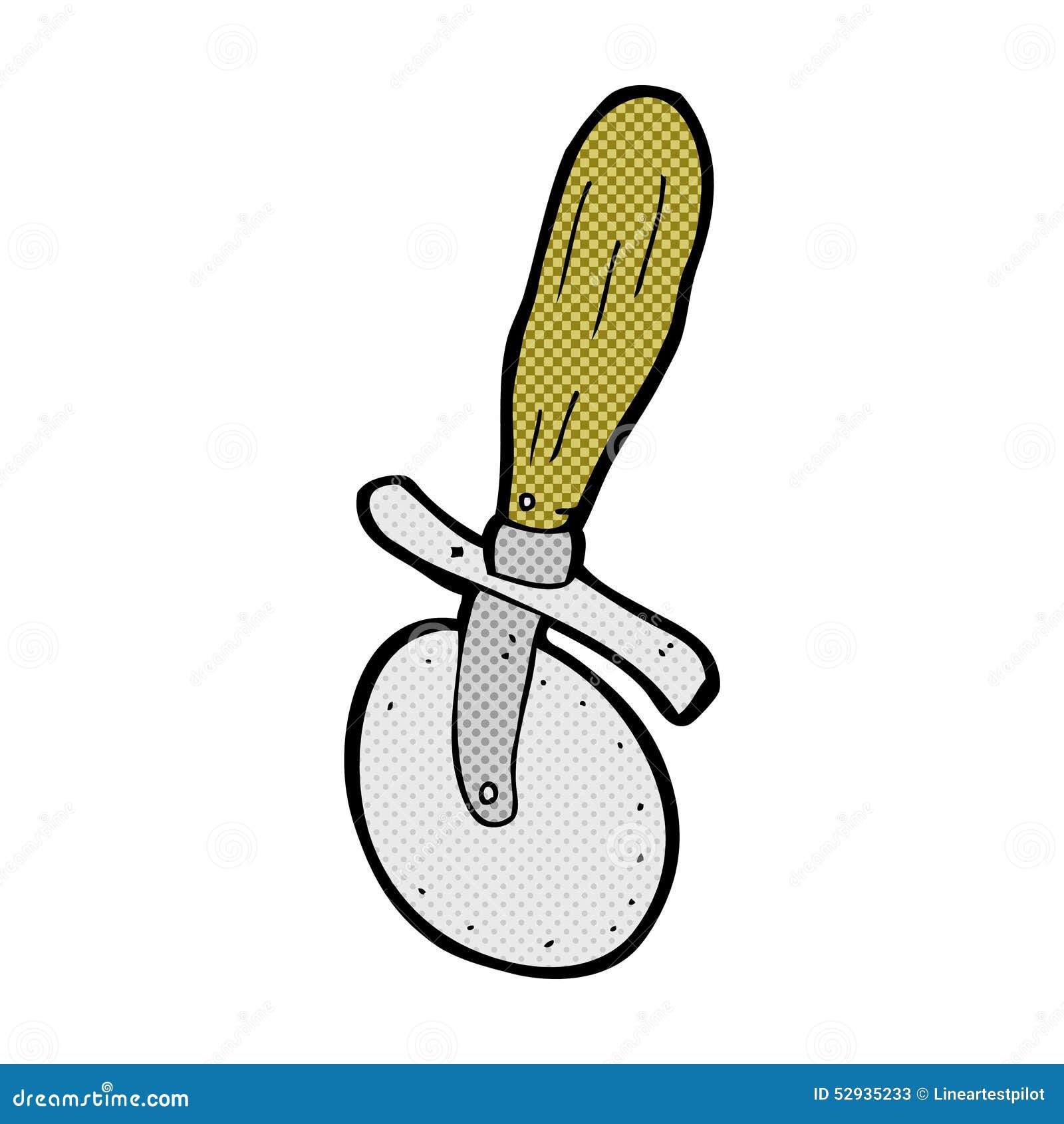 Comic cartoon pizza cutter stock illustration. Illustration of drawn 52935233