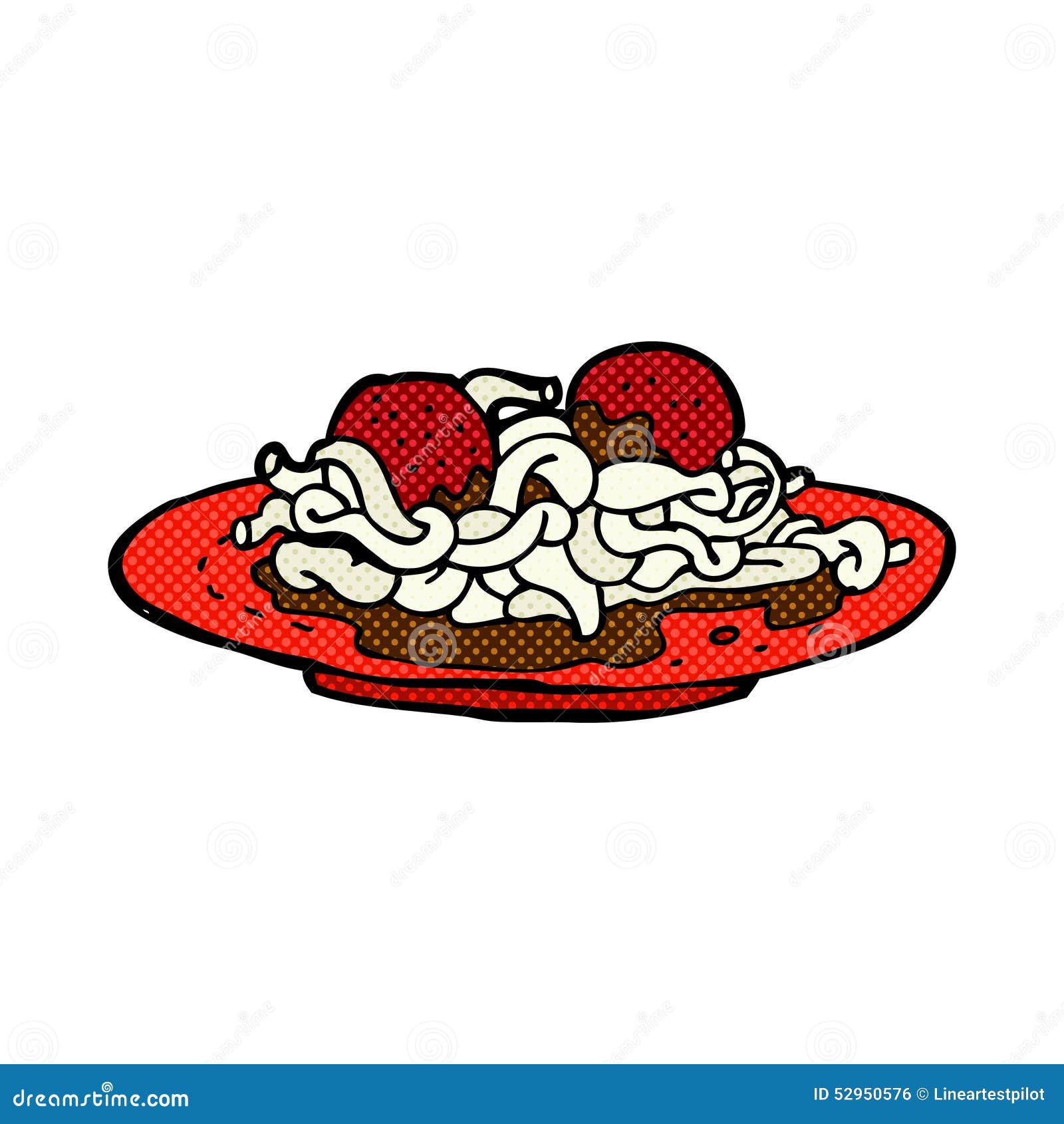 Comic Cartoon Spaghetti and Meatballs Stock Illustration Illustration
