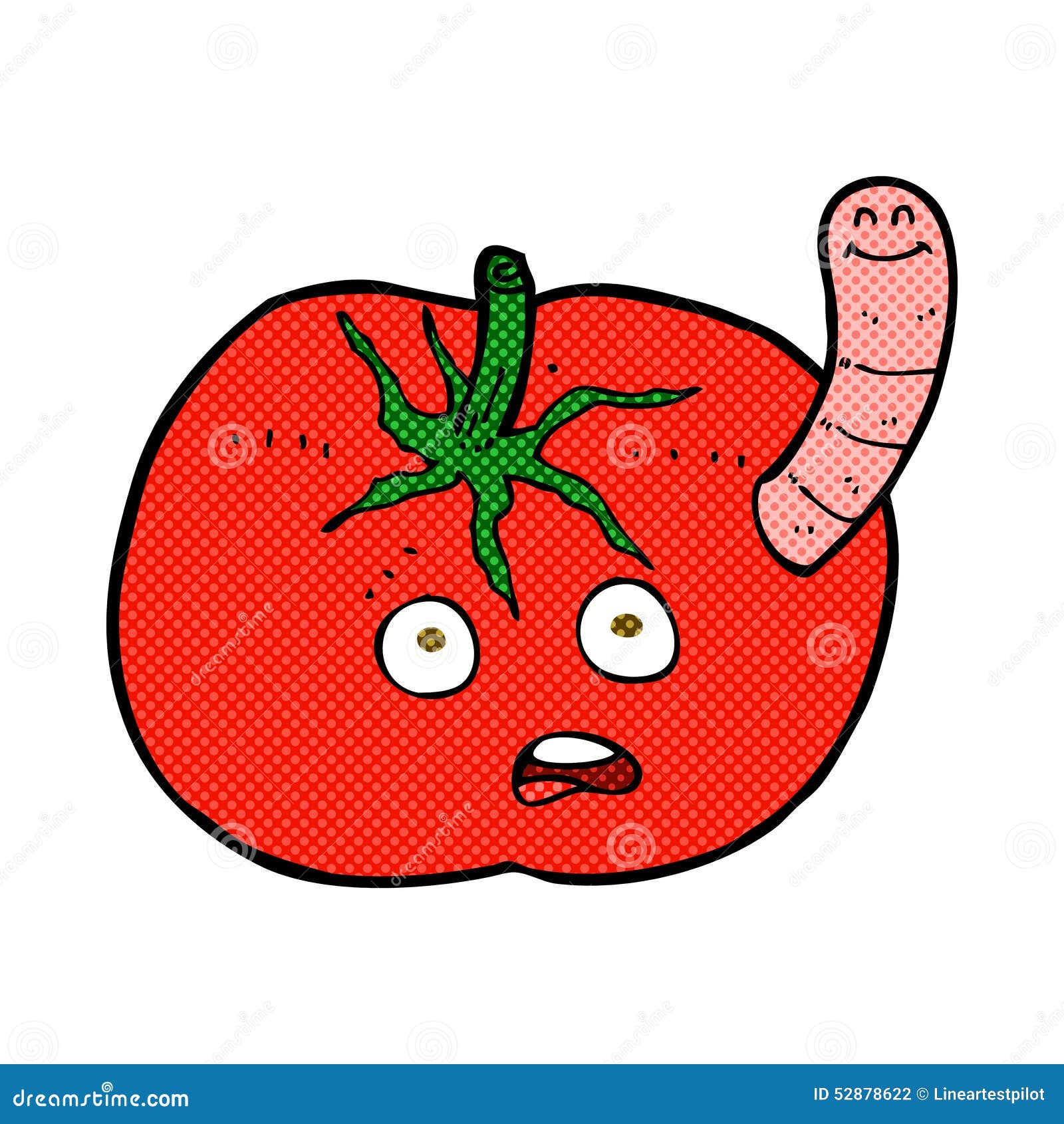 Comic Cartoon Tomato with Worm Stock Illustration Illustration of