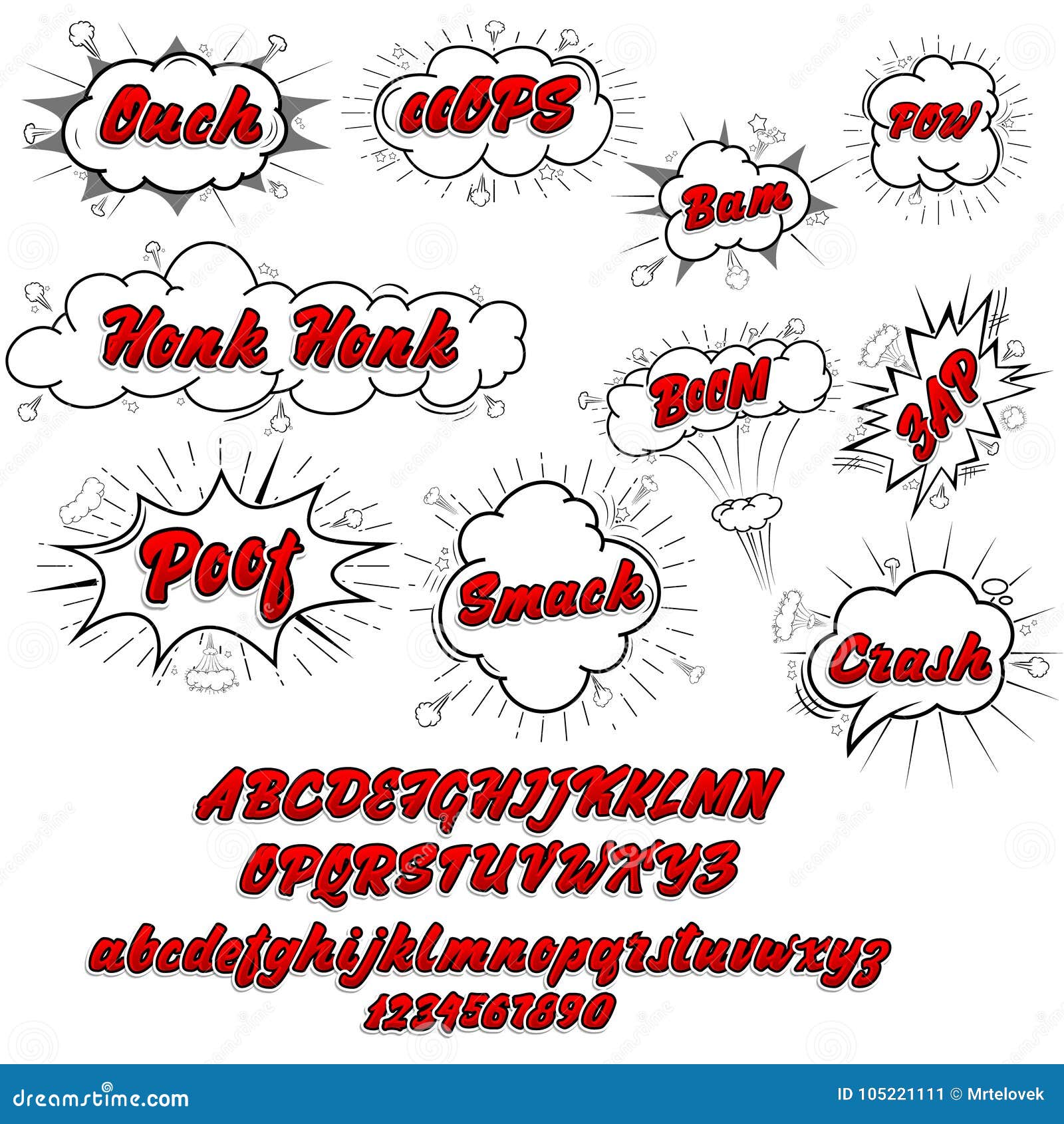 Comic Collection And Font 3d, Colored Sound Chat Text Effects Pop Art