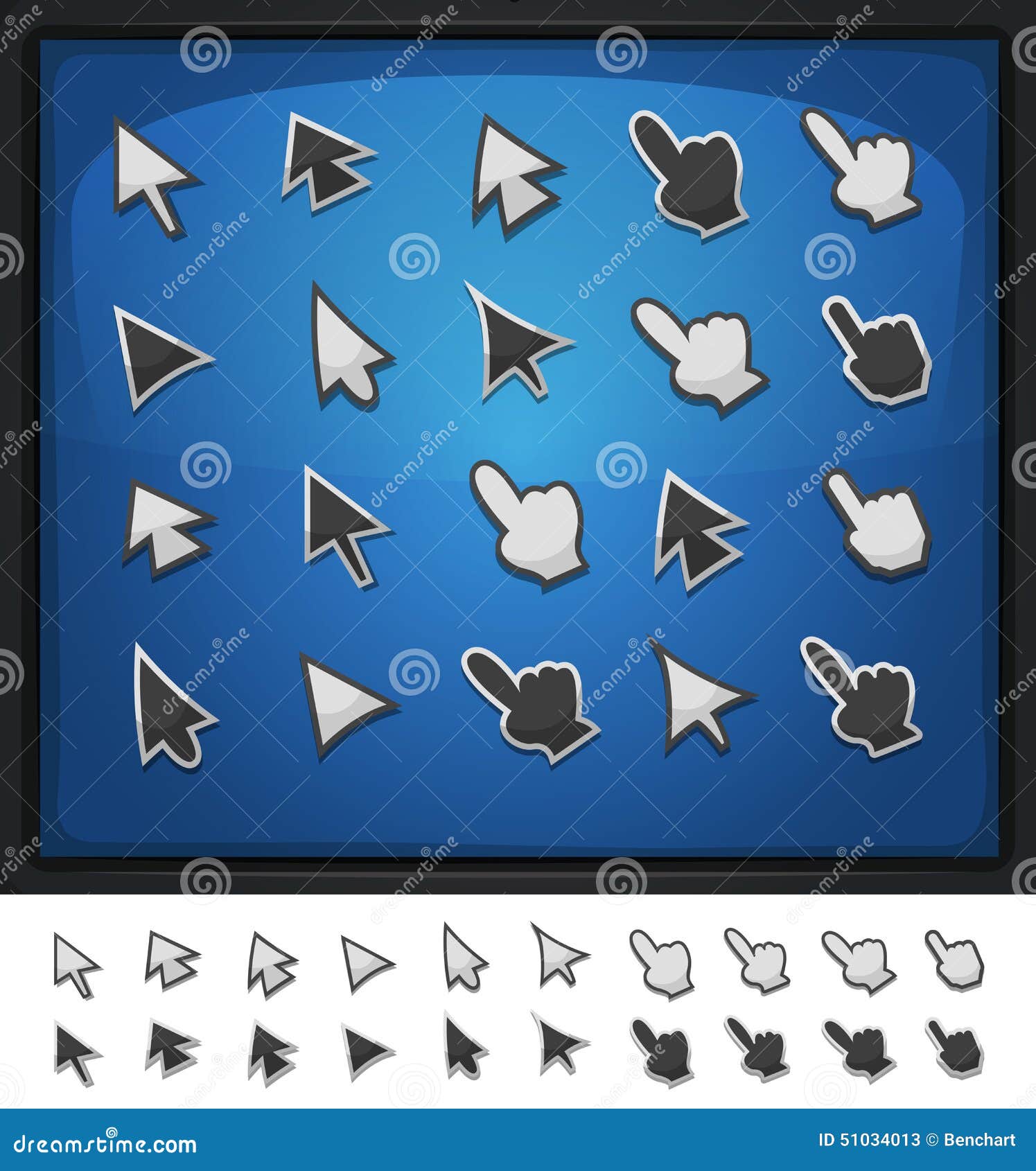 Comic Computer Cursors, Pointers and Arrows Icons Stock Illustration -  Illustration of navigation, pointing: 51034013
