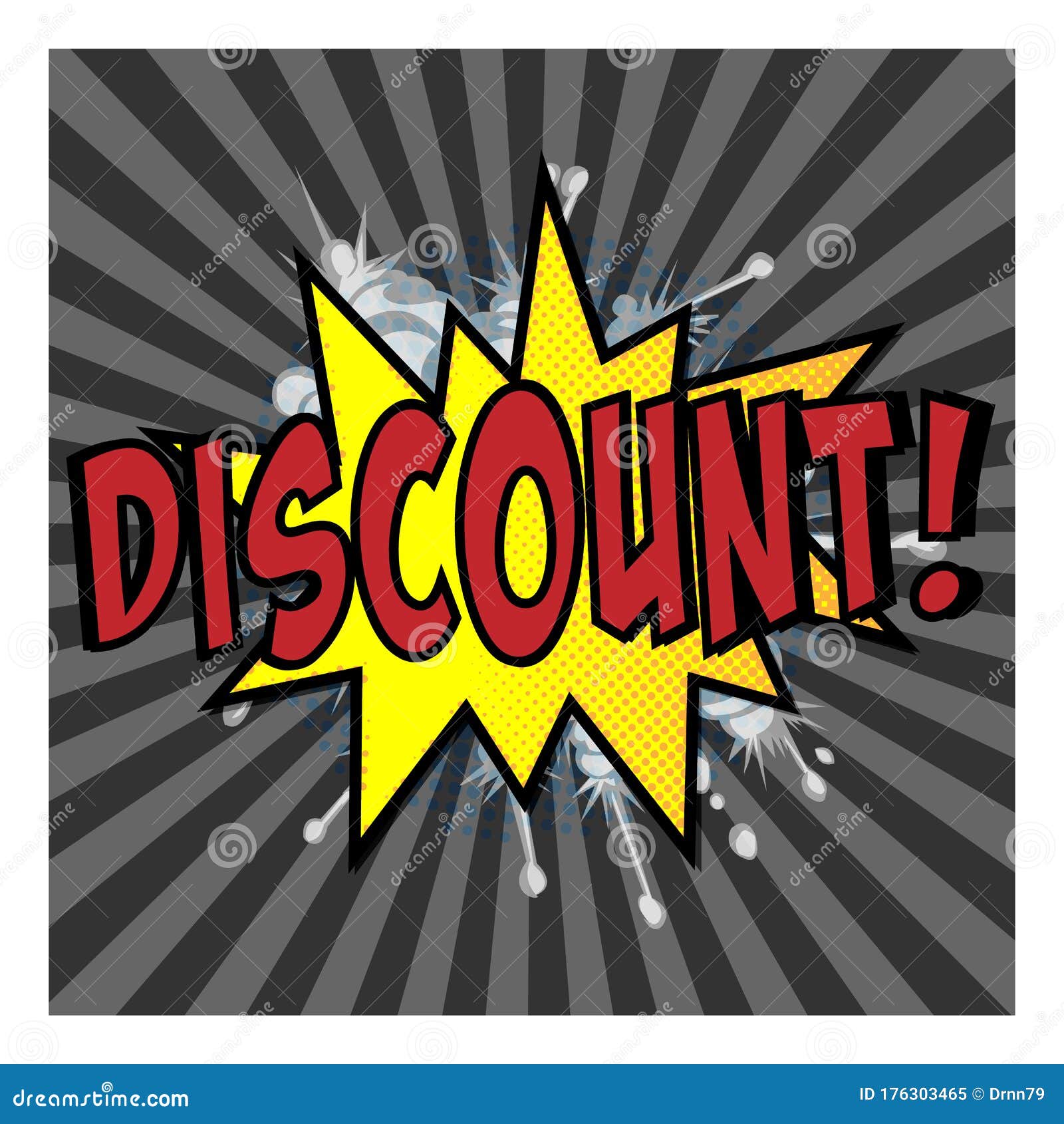 Comic Explosive Bright Concept with Red Discount Wording Yellow Speech