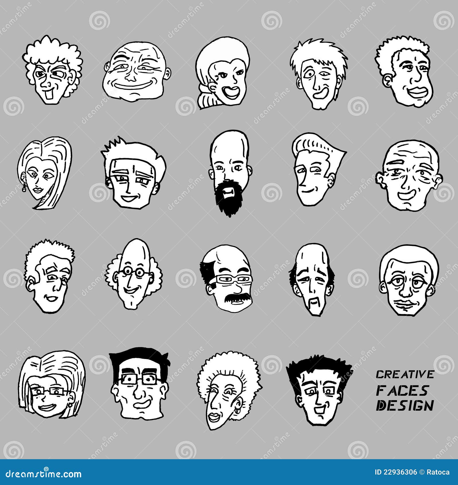 Comic faces collection stock vector. Illustration of family - 22936306