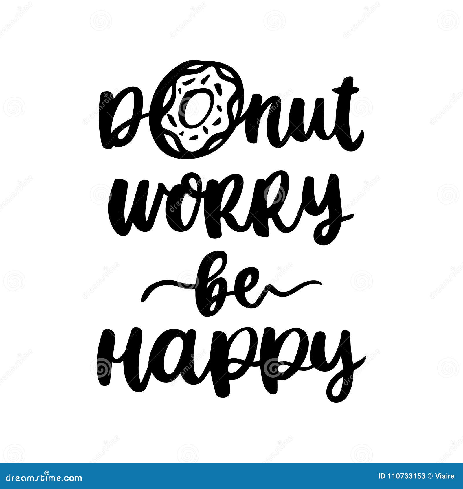 Comic Fun Handdrawn Lettering Phrase Donut Worry Be Happy, Meaning