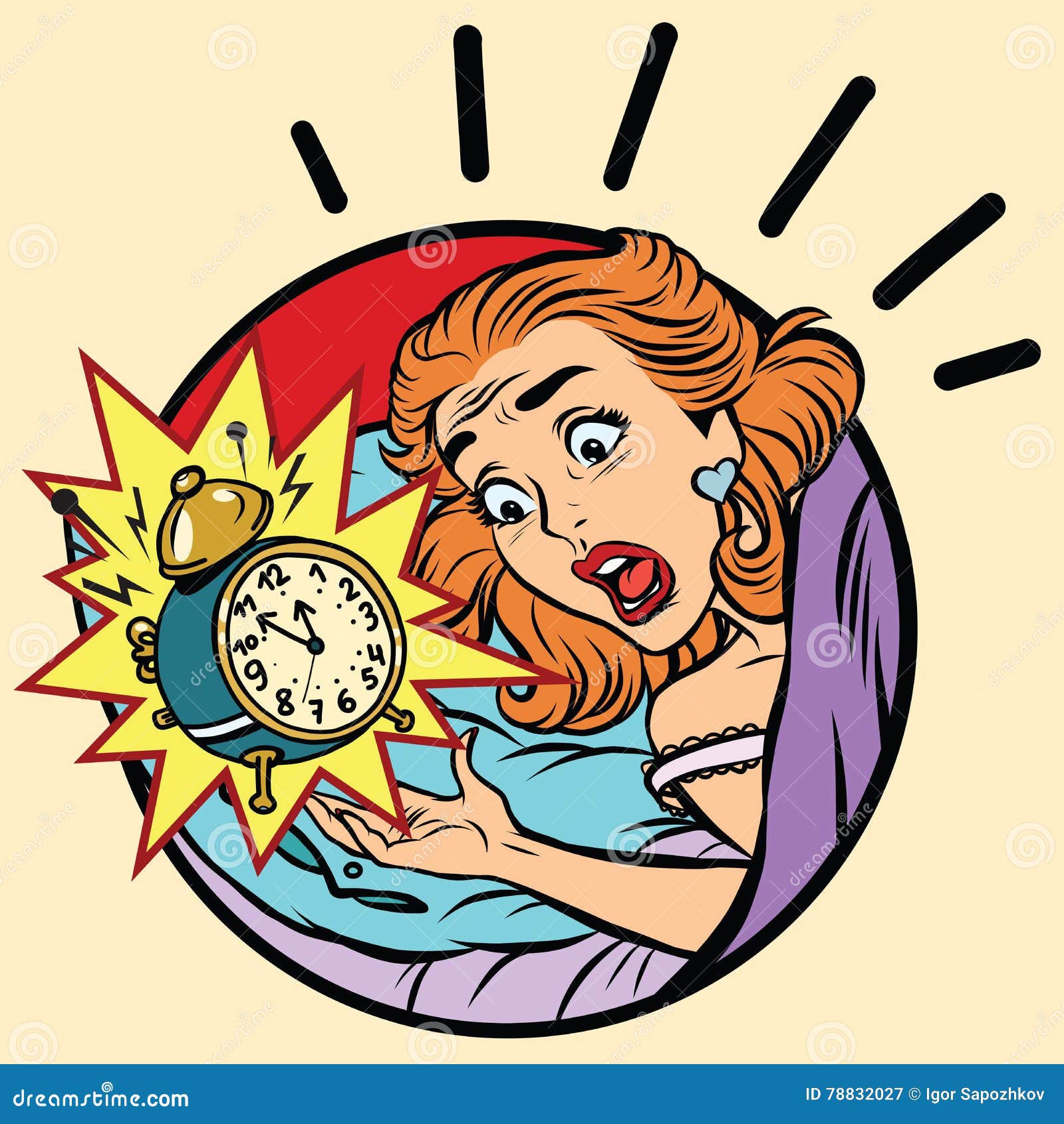 Comic Girl Woke Up From The Alarm Stock Vector Illustration Of Comic Reminder 78832027